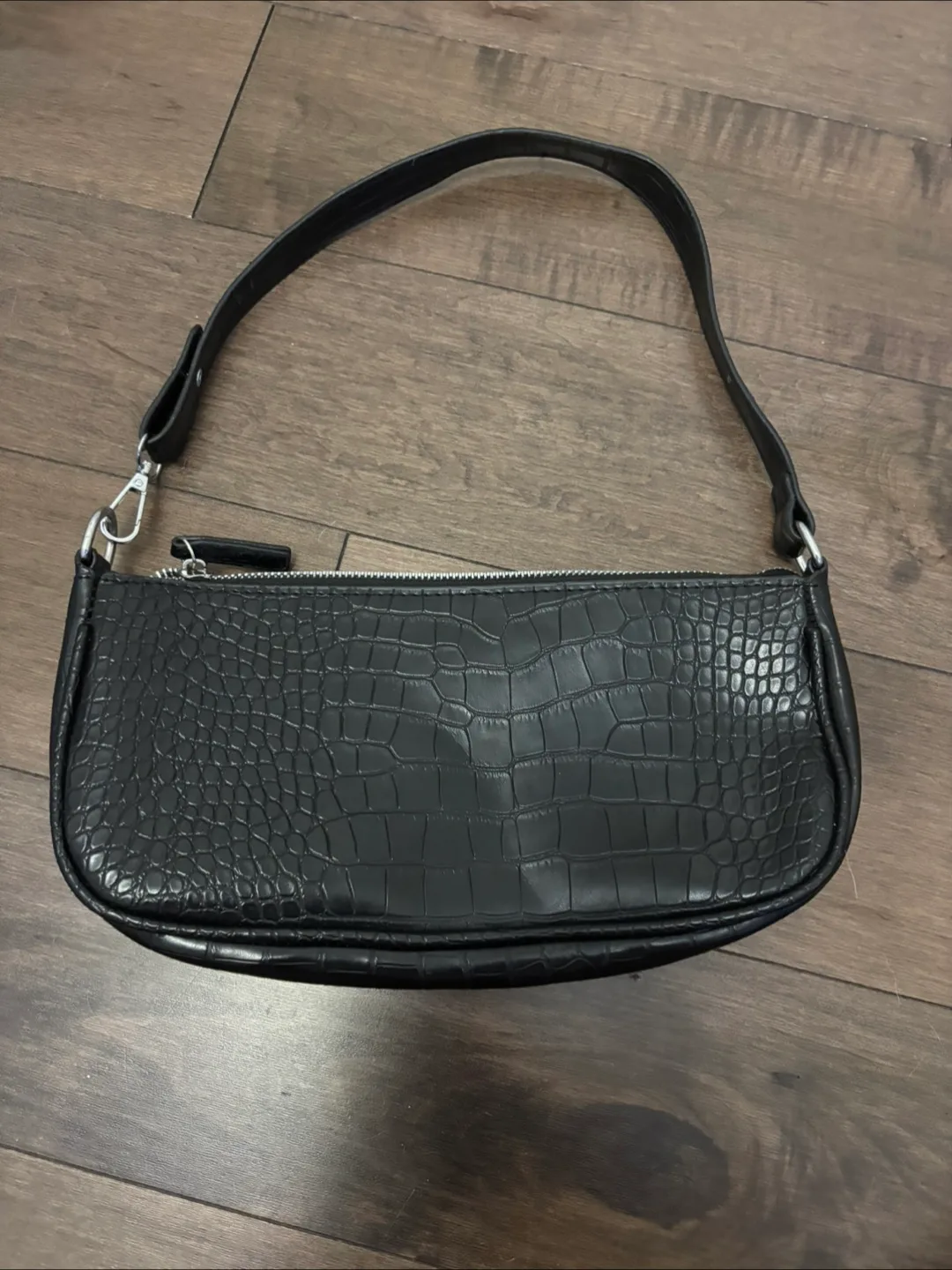 Black Crocodile Embossed Baguette Bag thumbnail