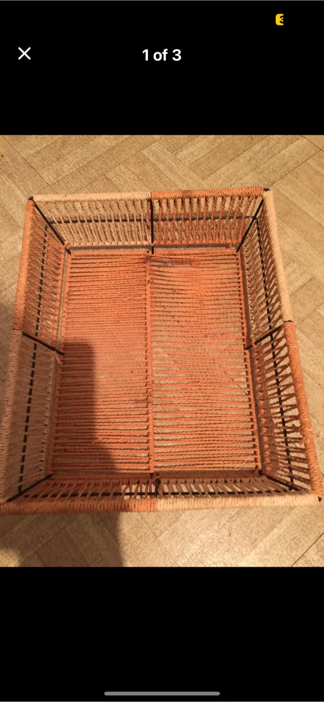 Woven Basket - Peach and Beige thumbnail