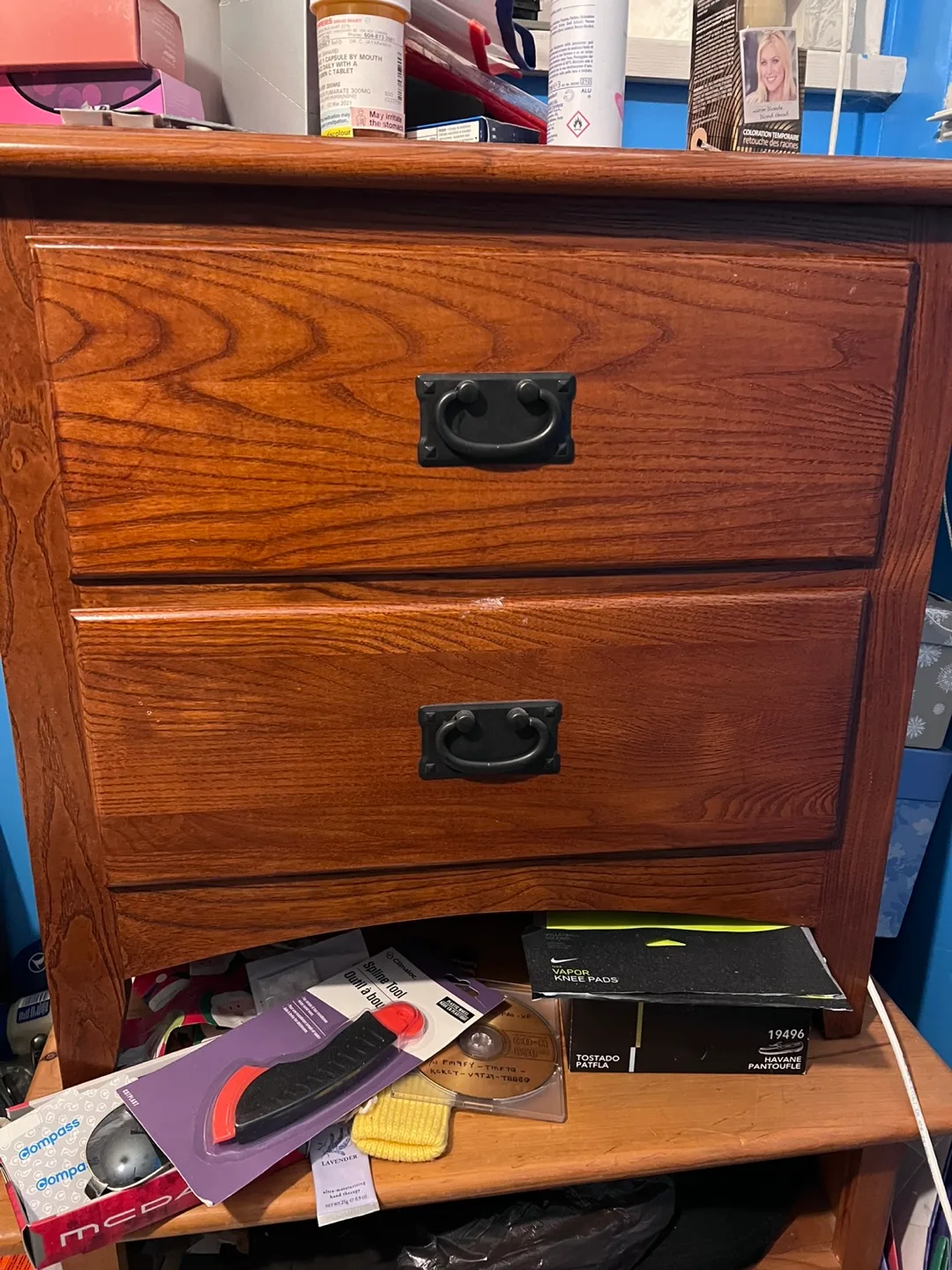 Wooden Nightstand with Two Drawers thumbnail