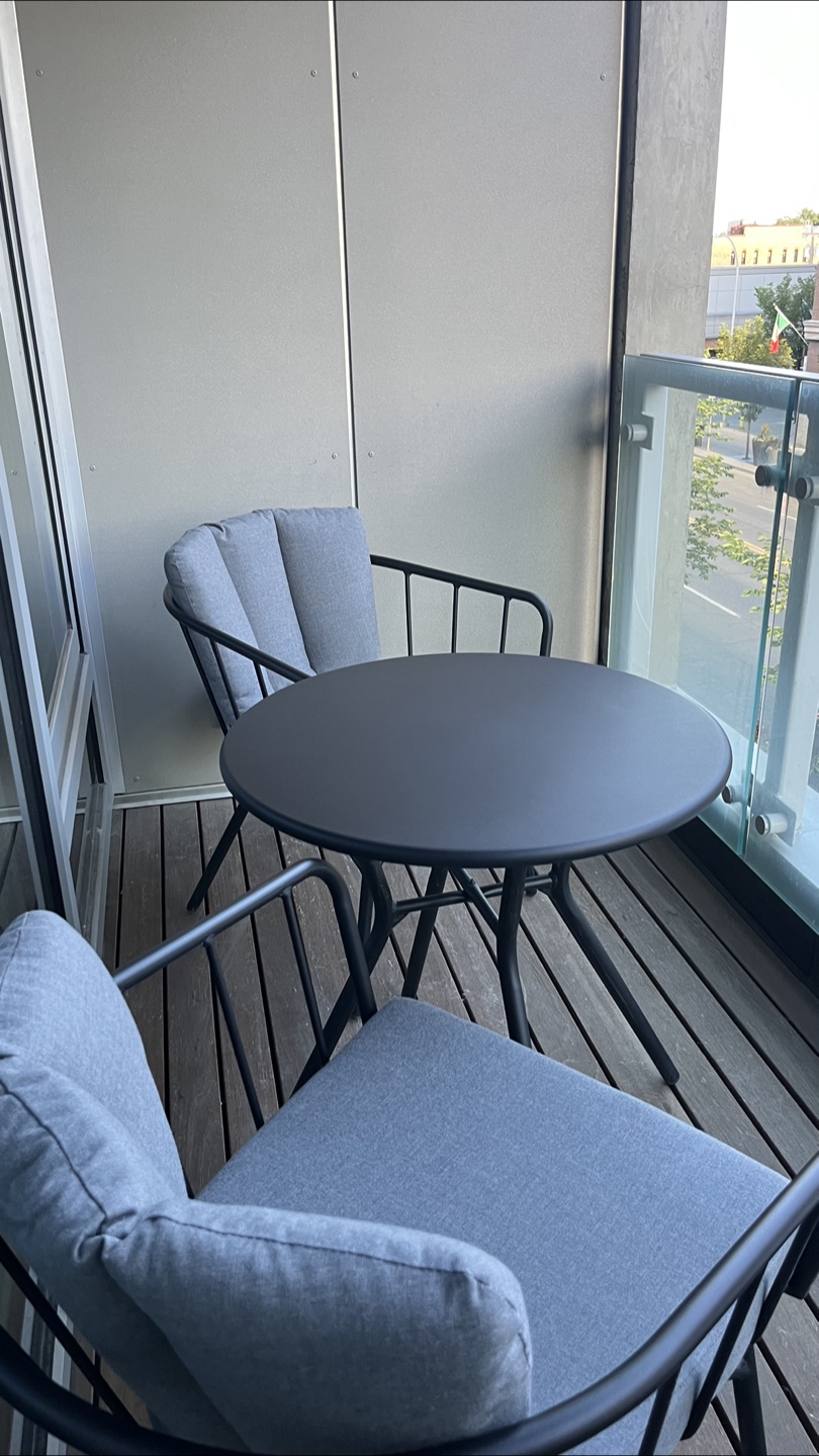 Patio Balcony Set - Table and Chairs - Black & Grey - photo 2