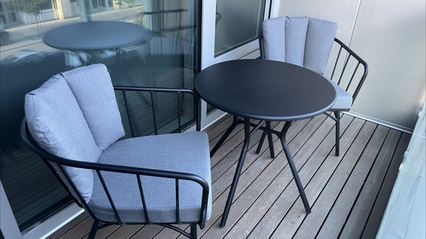 Patio Balcony Set - Table and Chairs - Black & Grey - photo 3