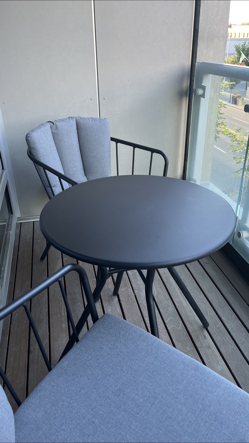 Patio Balcony Set - Table and Chairs - Black & Grey