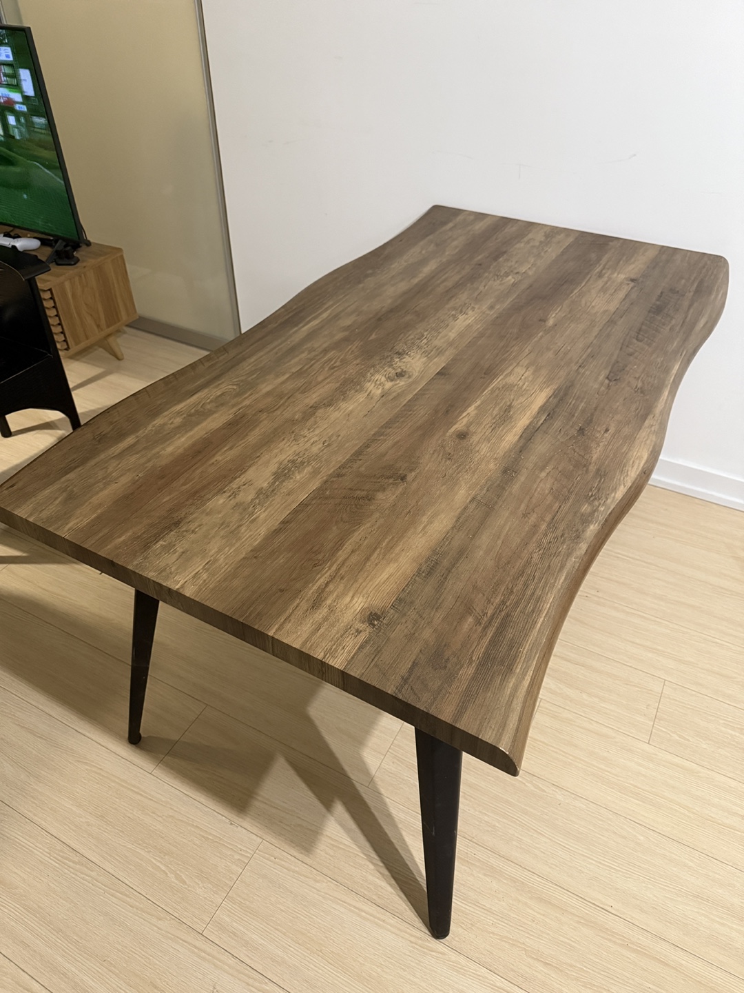 Dining Table - Solid Wood Top & Black Metal Legs - photo 2
