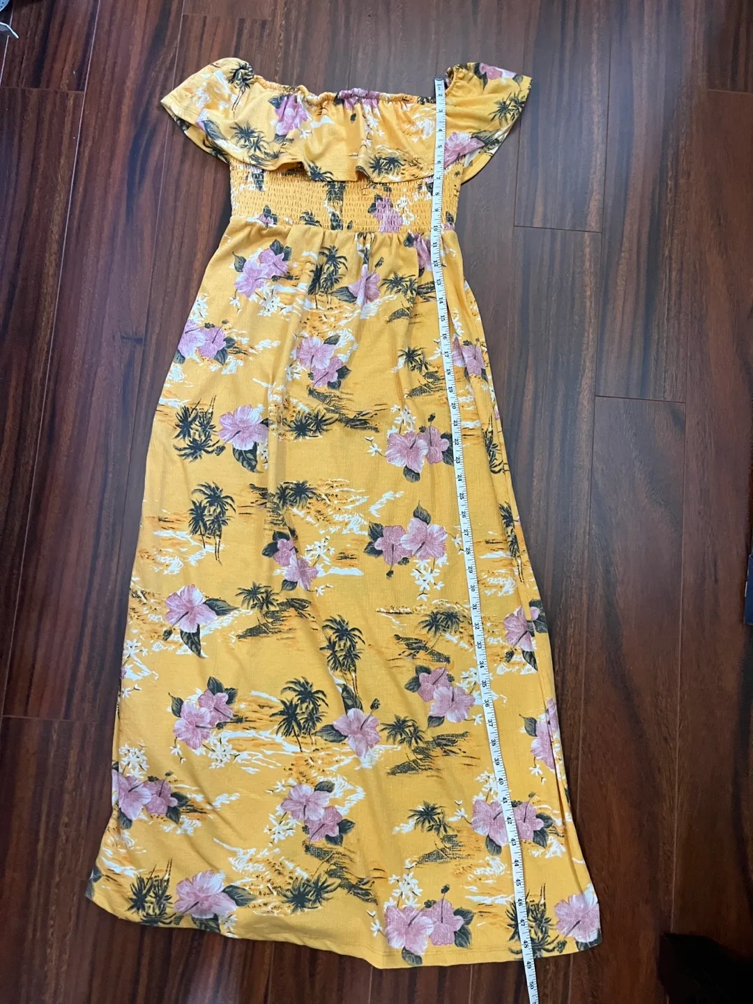 Ardene women’s medium maxi dress, yellow floral off shoulder image indicator(10)