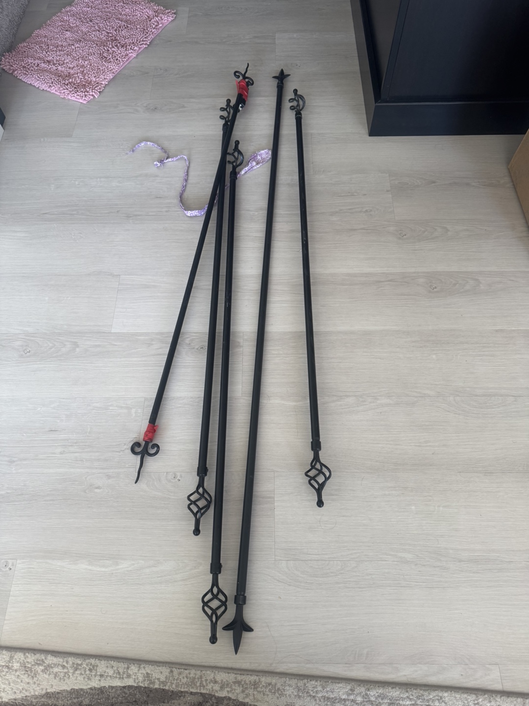 Black Curtain Rods with Hardware - photo 2