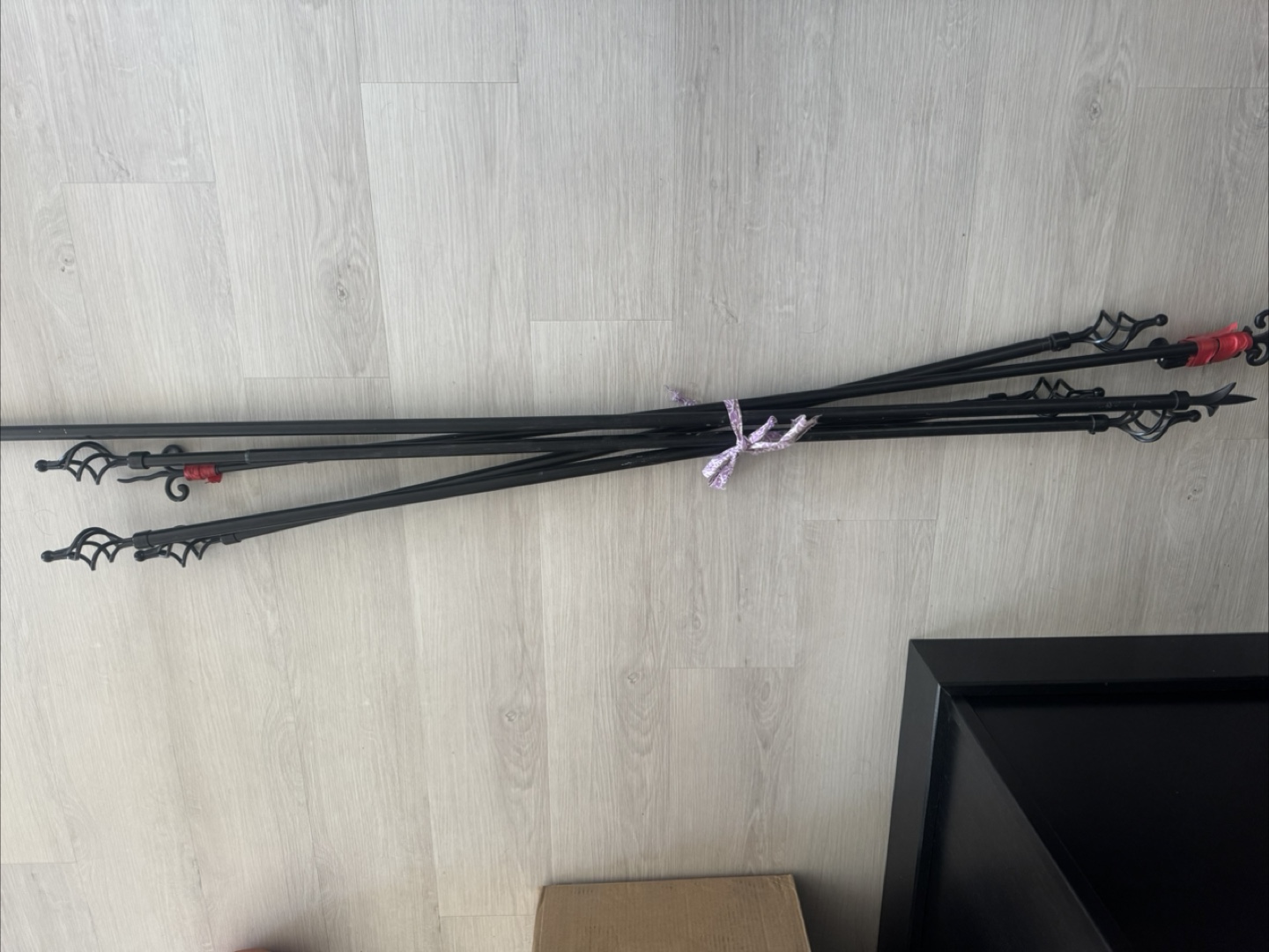 Black Curtain Rods with Hardware - photo 5