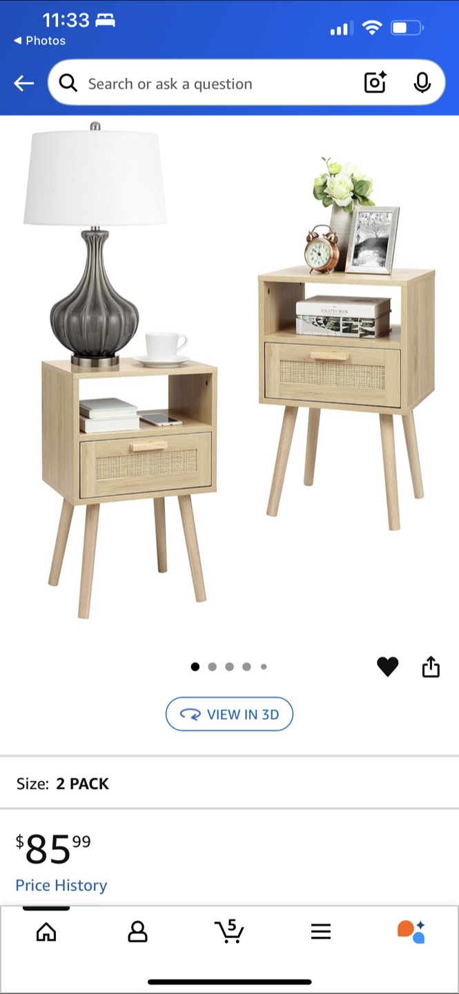 Finnhomy Natural Wood Nightstand