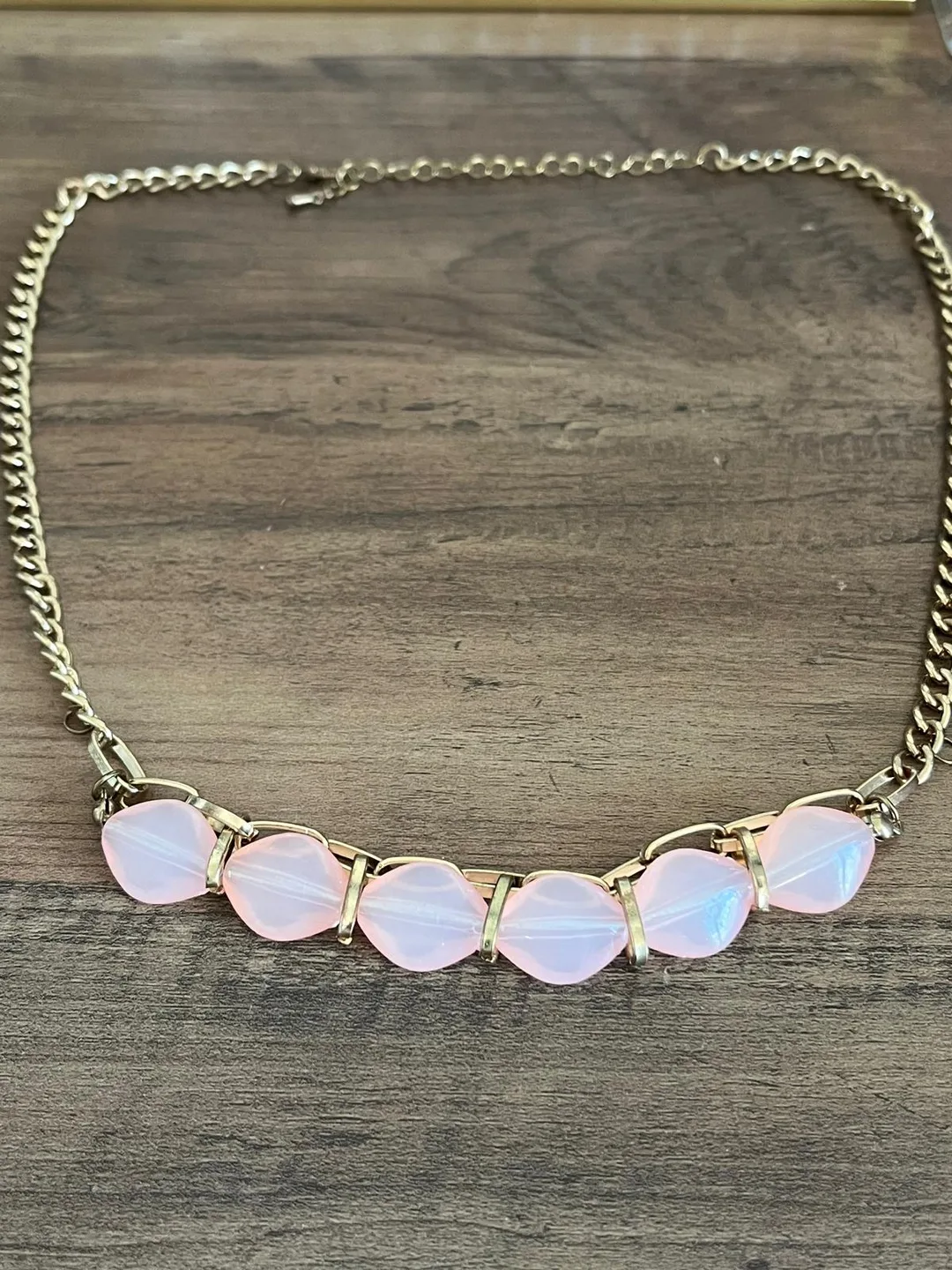 Pink gemstone Gold Chain Necklace thumbnail