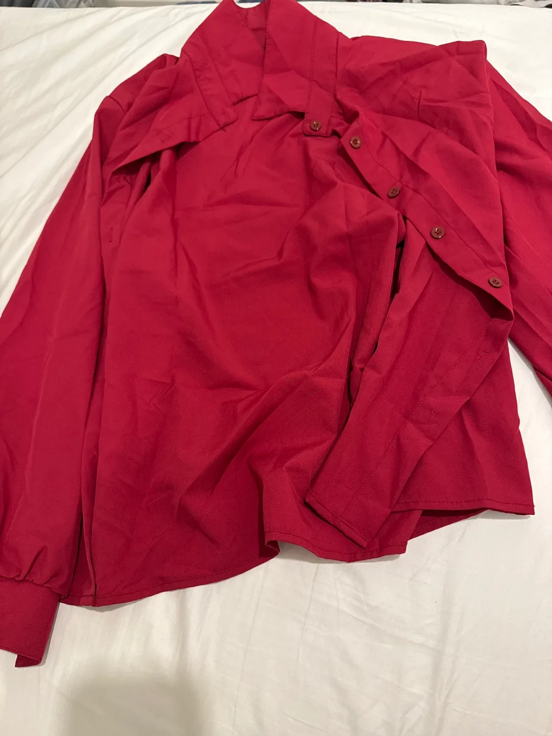 Red Button-Down Long Sleeve Shirt thumbnail