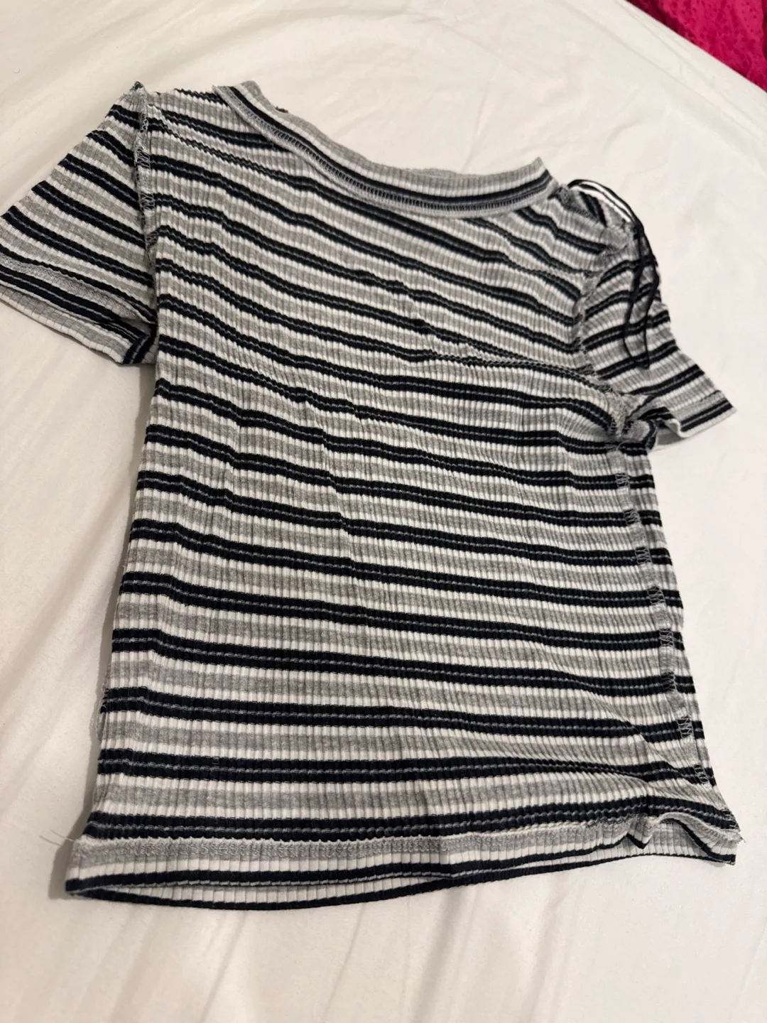 Striped T-Shirt - Black, White, & Grey thumbnail