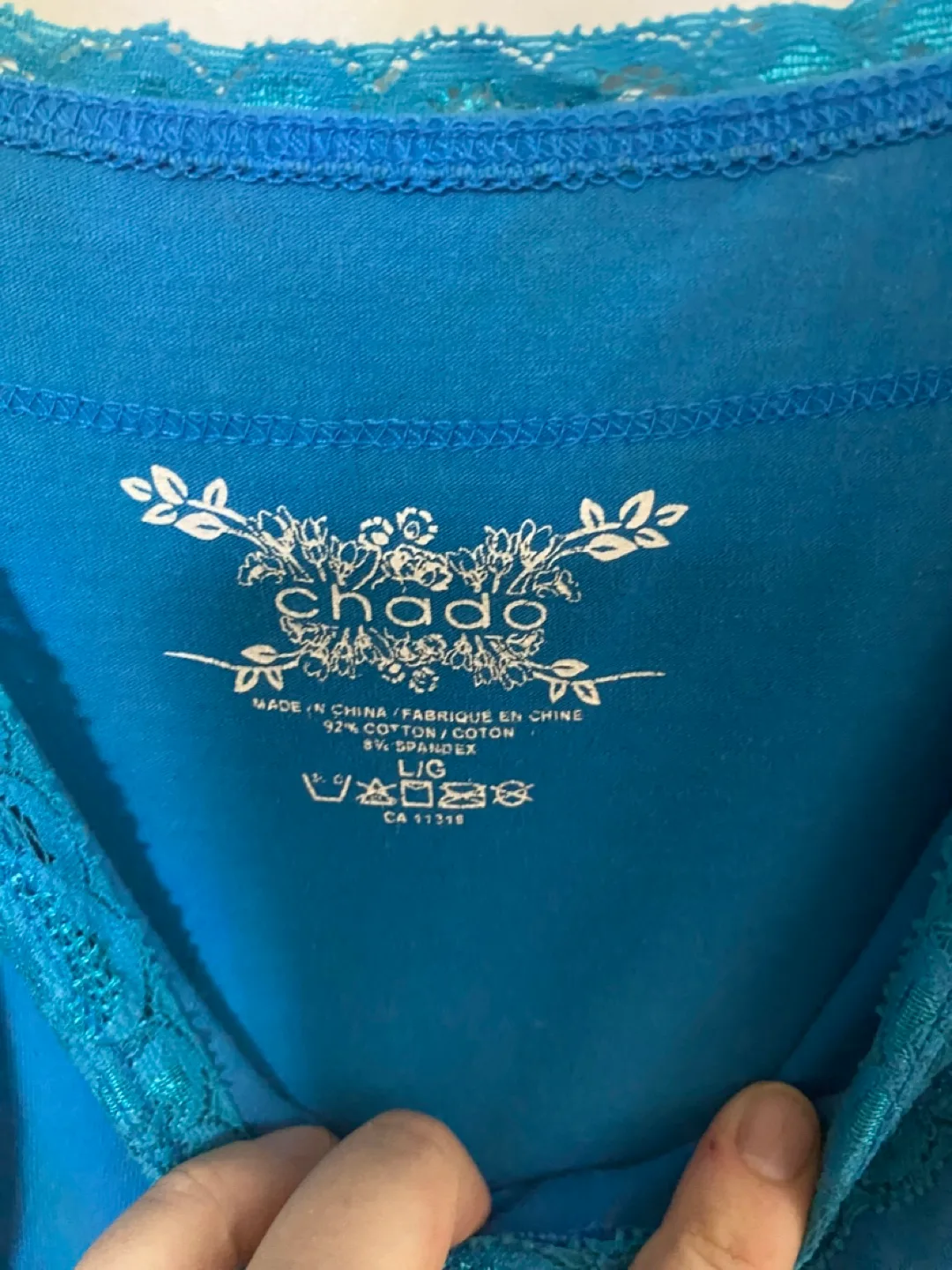 Chado Blue Lace Trim Tank Top - Size L 🇨🇦 image indicator(3)