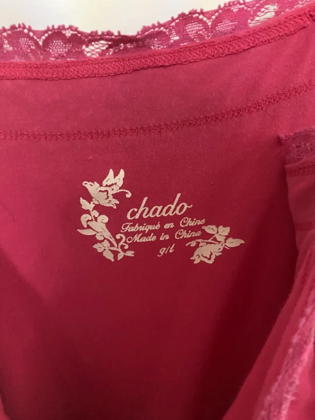 Pink lace trim cami - size large 🇨🇦 image indicator(3)