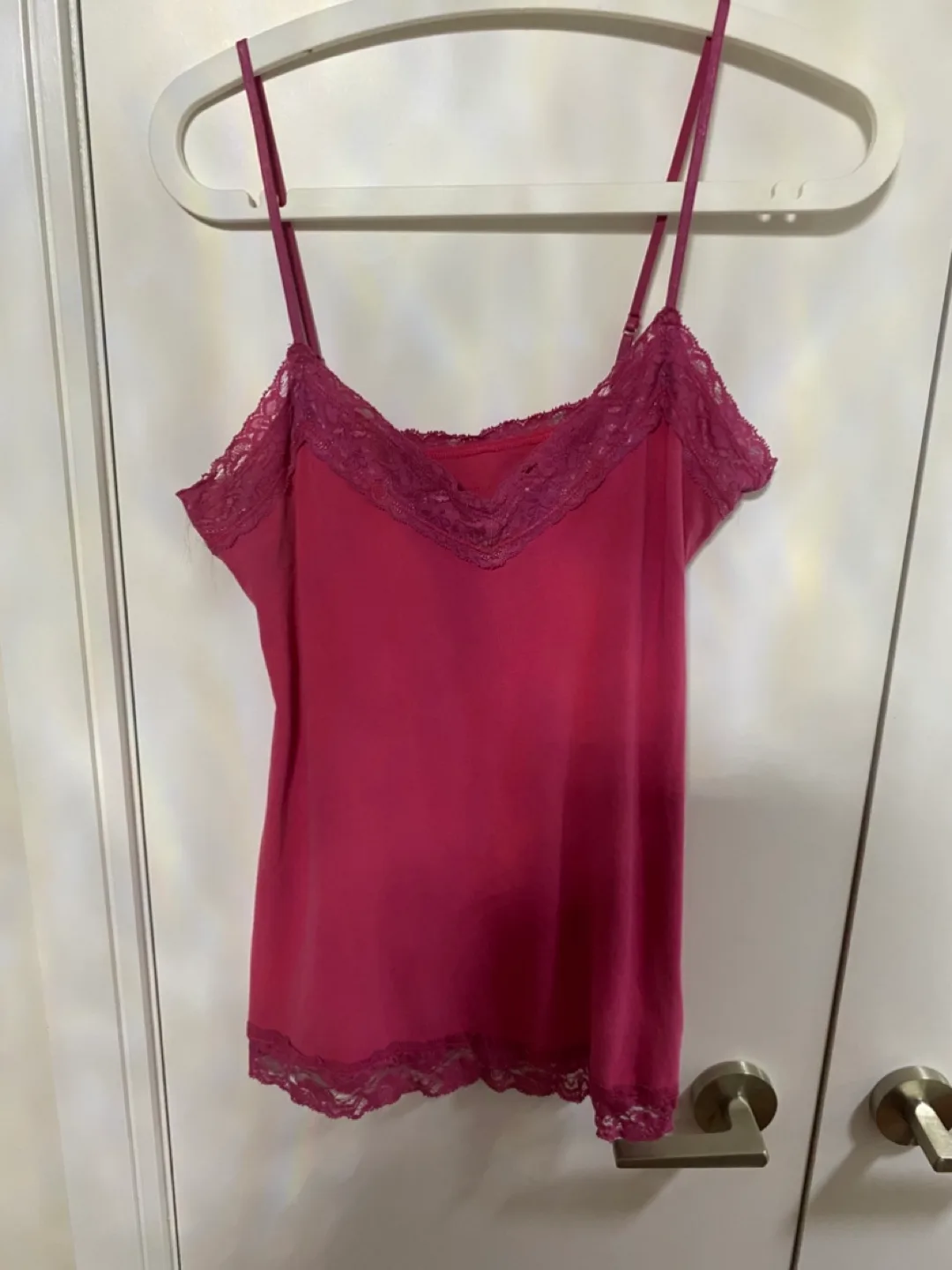 Pink lace trim cami - size large 🇨🇦 thumbnail
