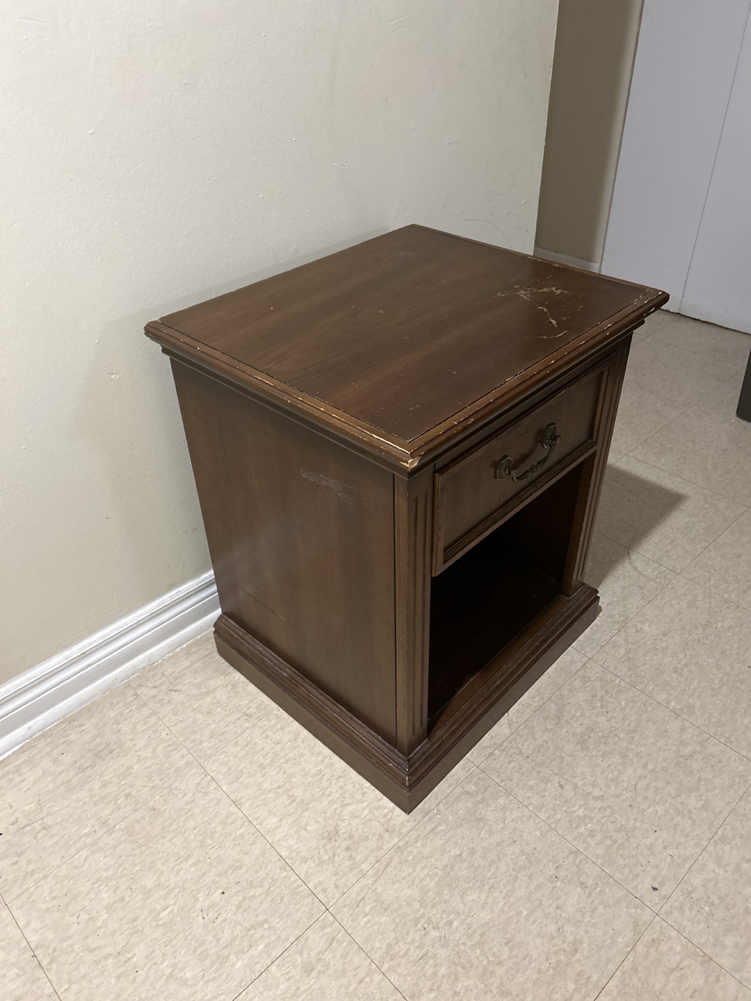 Wooden Nightstand with Drawer - photo 3