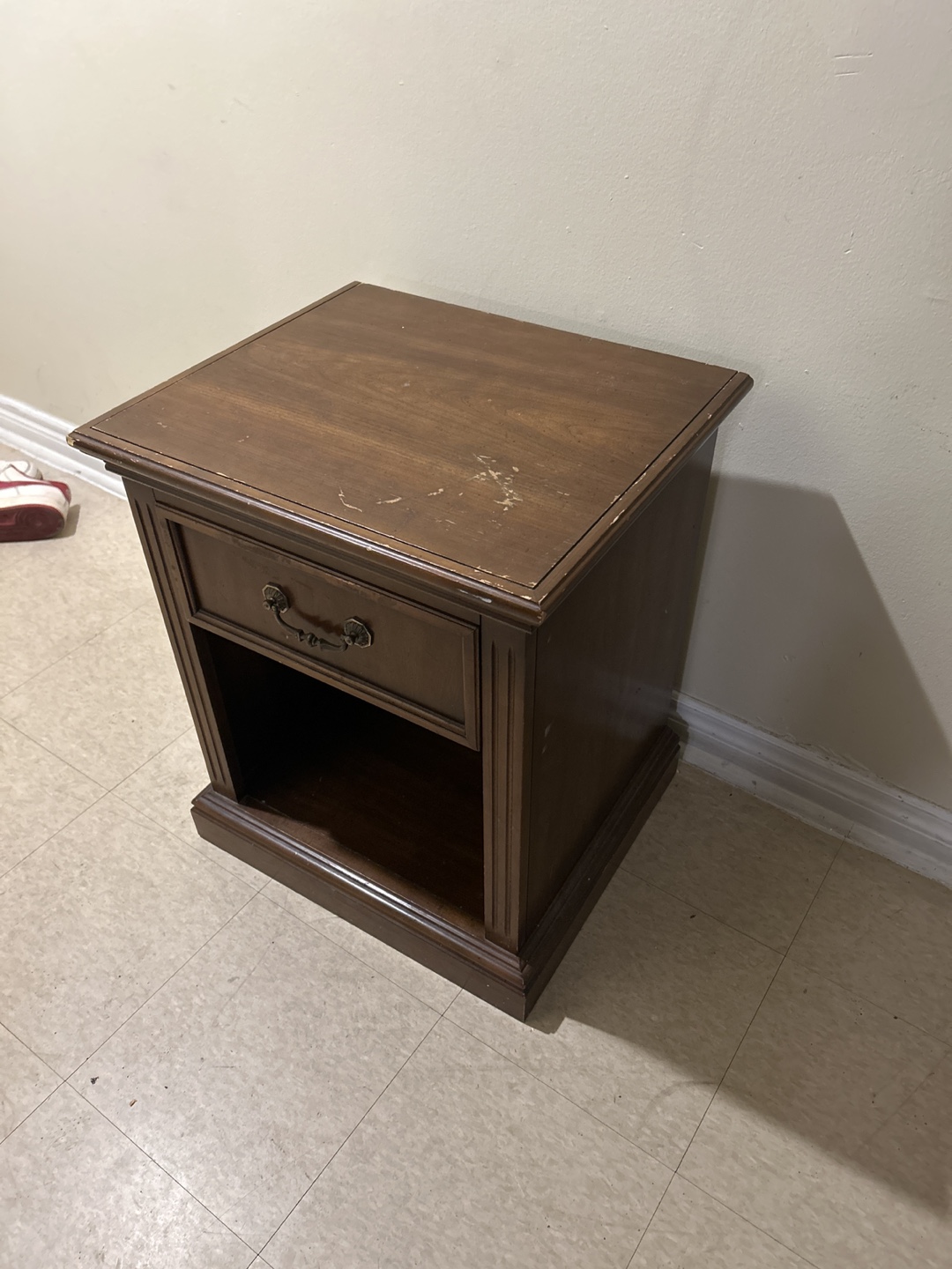 Wooden Nightstand with Drawer - photo 2