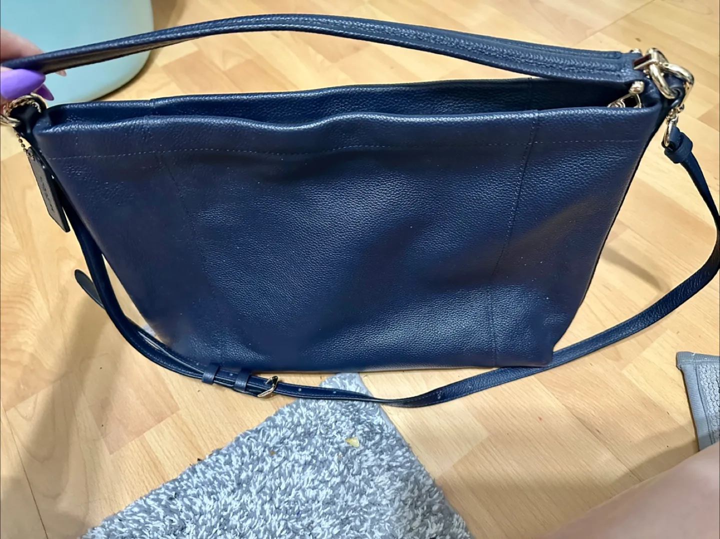 Coach Navy Blue Leather Shoulder Bag image indicator(5)