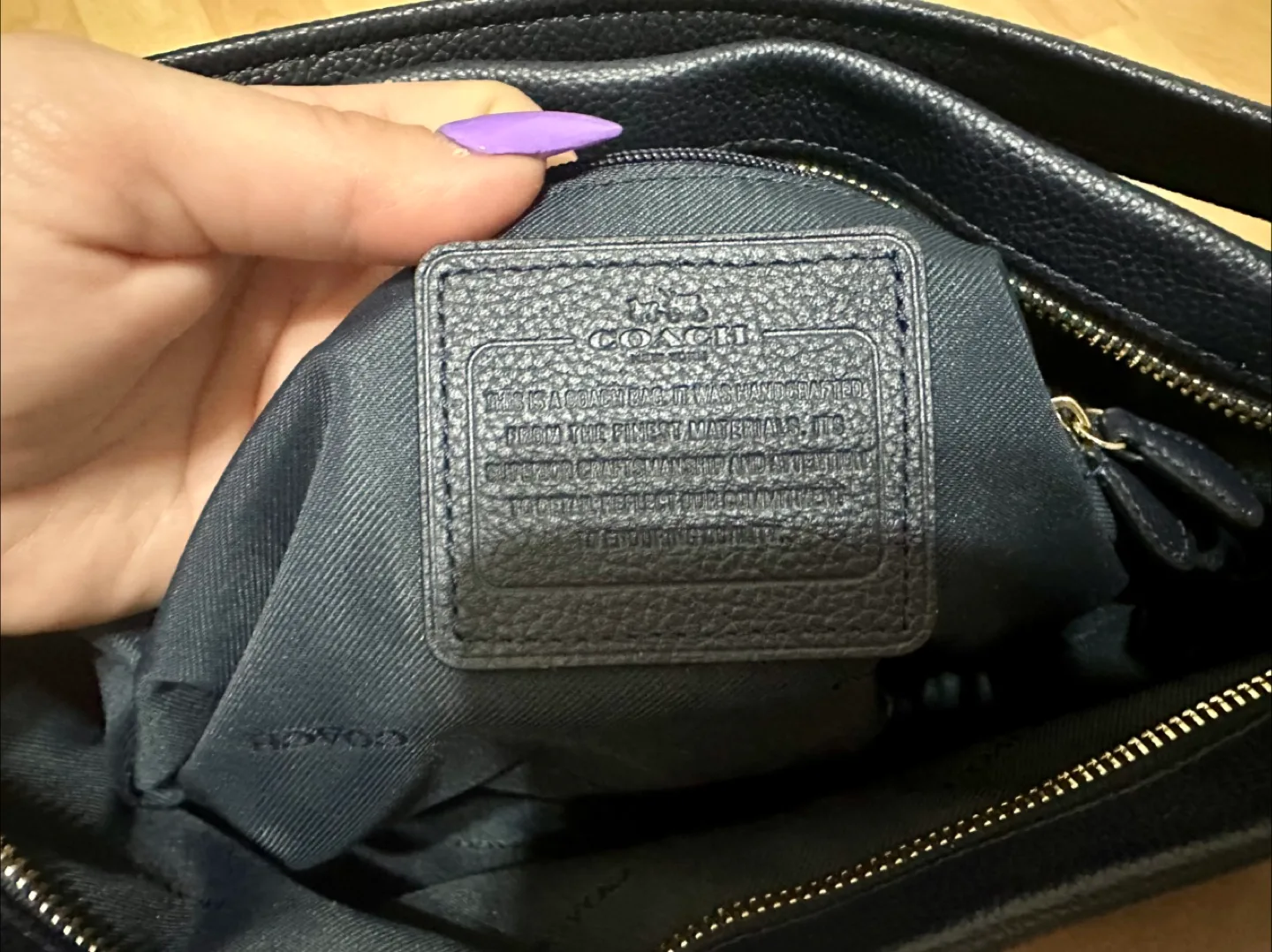 Coach Navy Blue Leather Shoulder Bag image indicator(2)