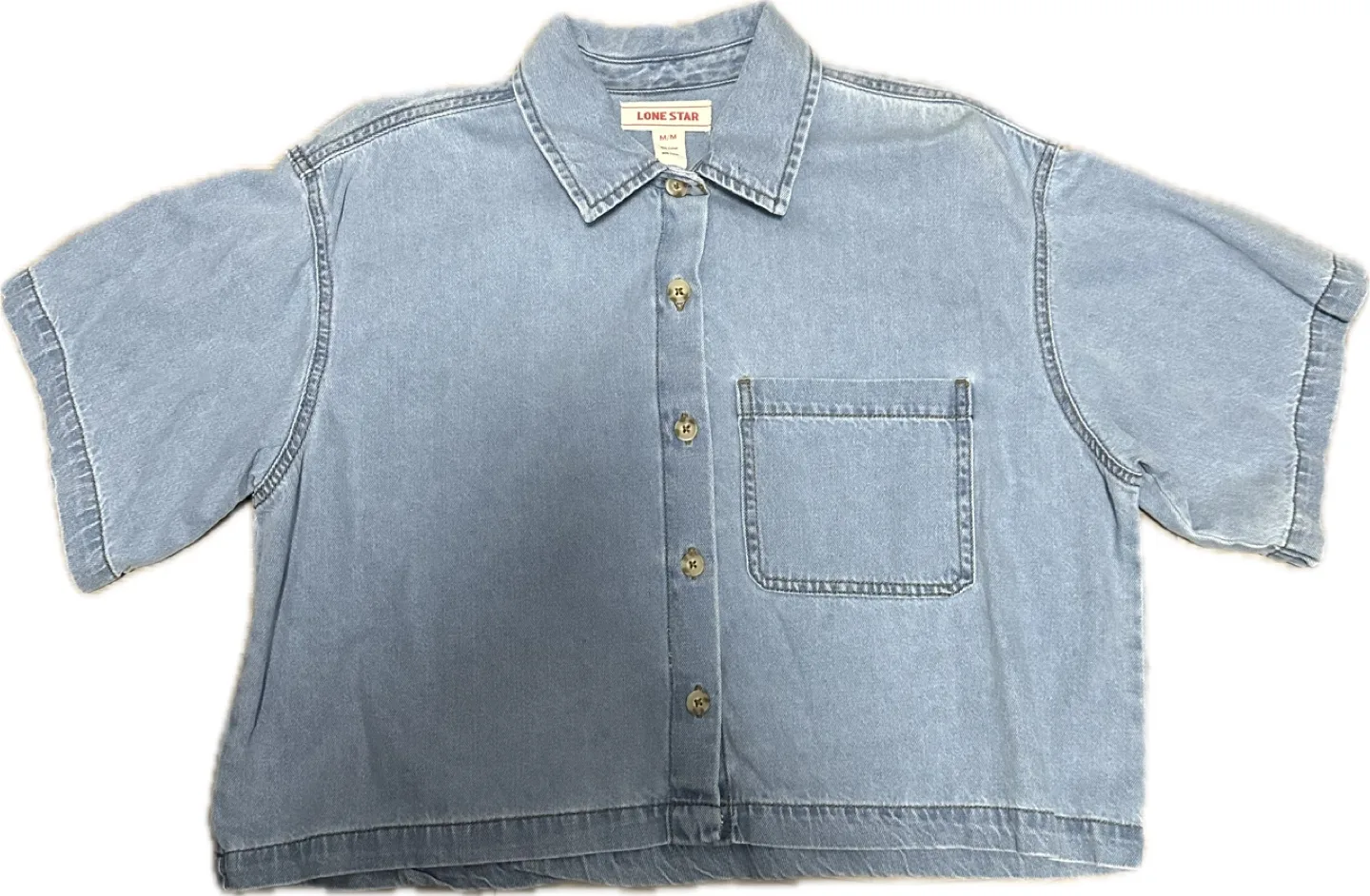 Lone Star Cropped Denim Jacket/Shirt | Blue thumbnail