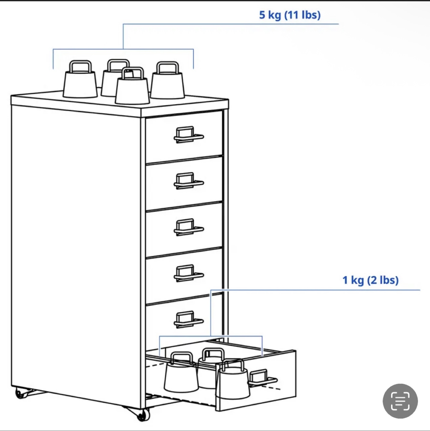 IKEA HELMER Drawer Unit (Blue, with wheels) - photo 5