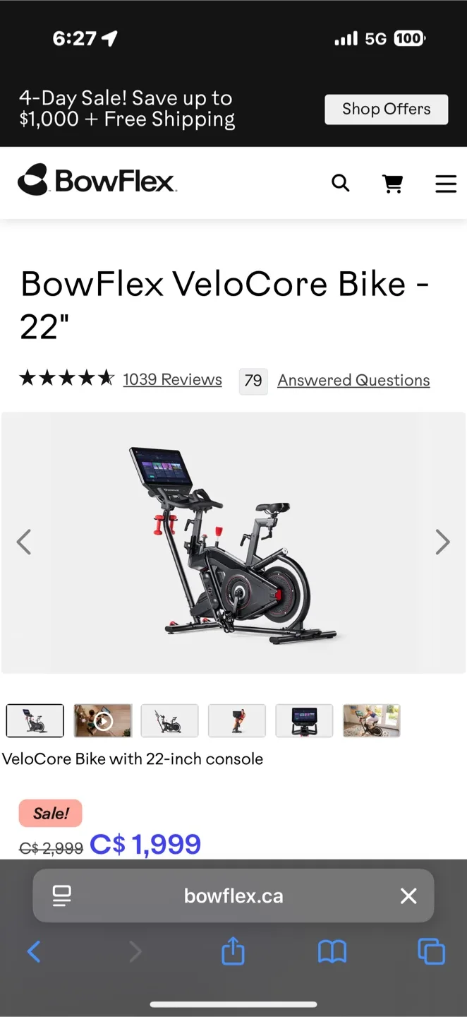 Bowflex VeloCore Bike - 22" thumbnail
