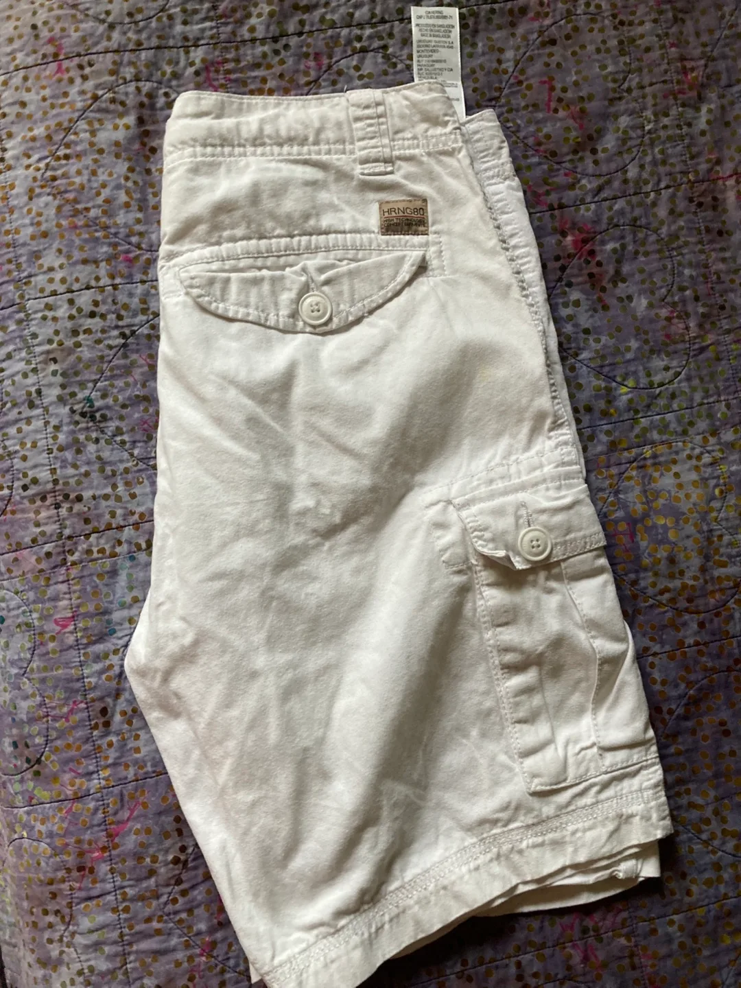 Men’s  White Cotton Cargo Shorts 30 thumbnail