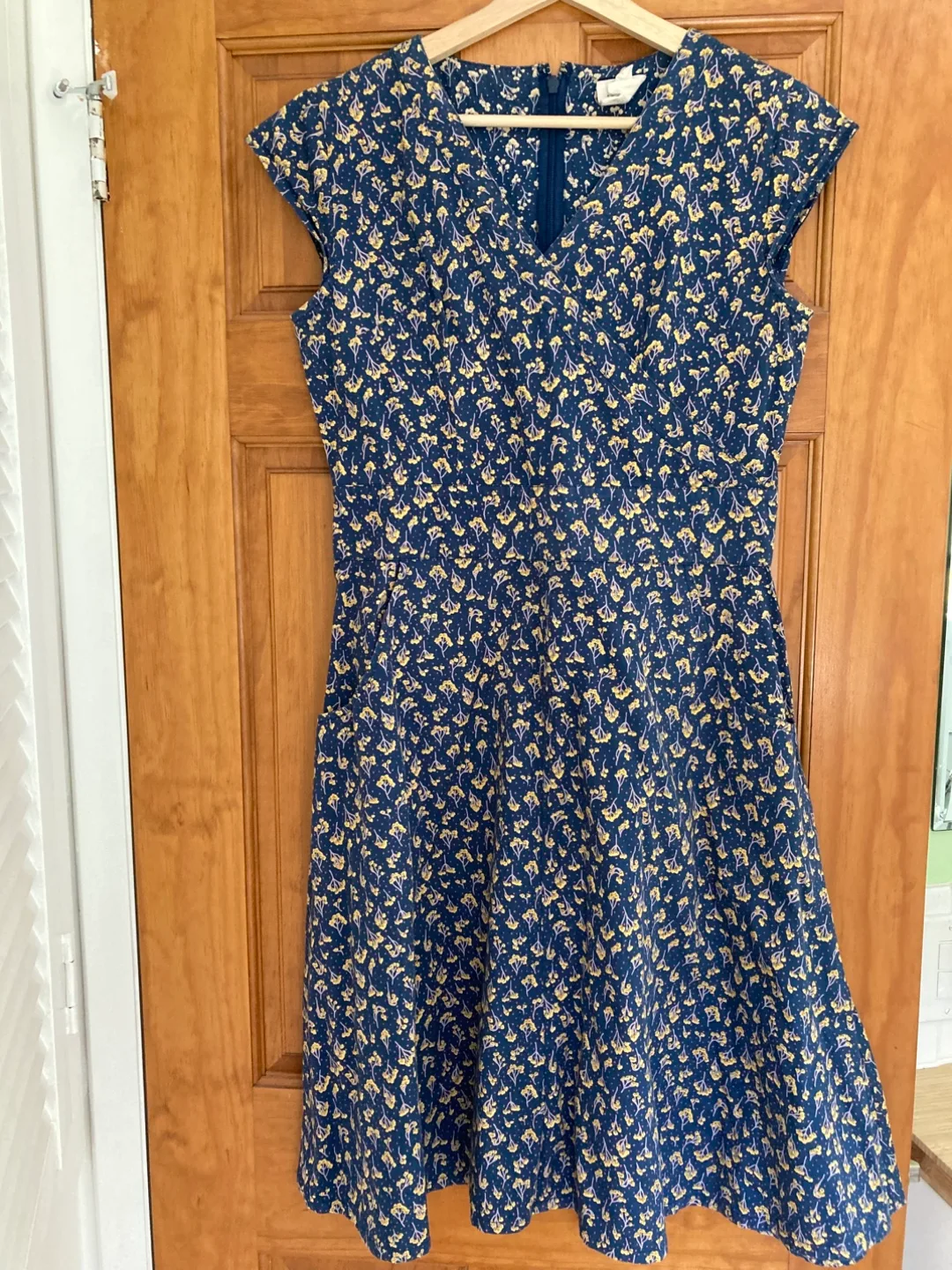 Floral Smock  Dress - Blue with Yellow Flowers thumbnail