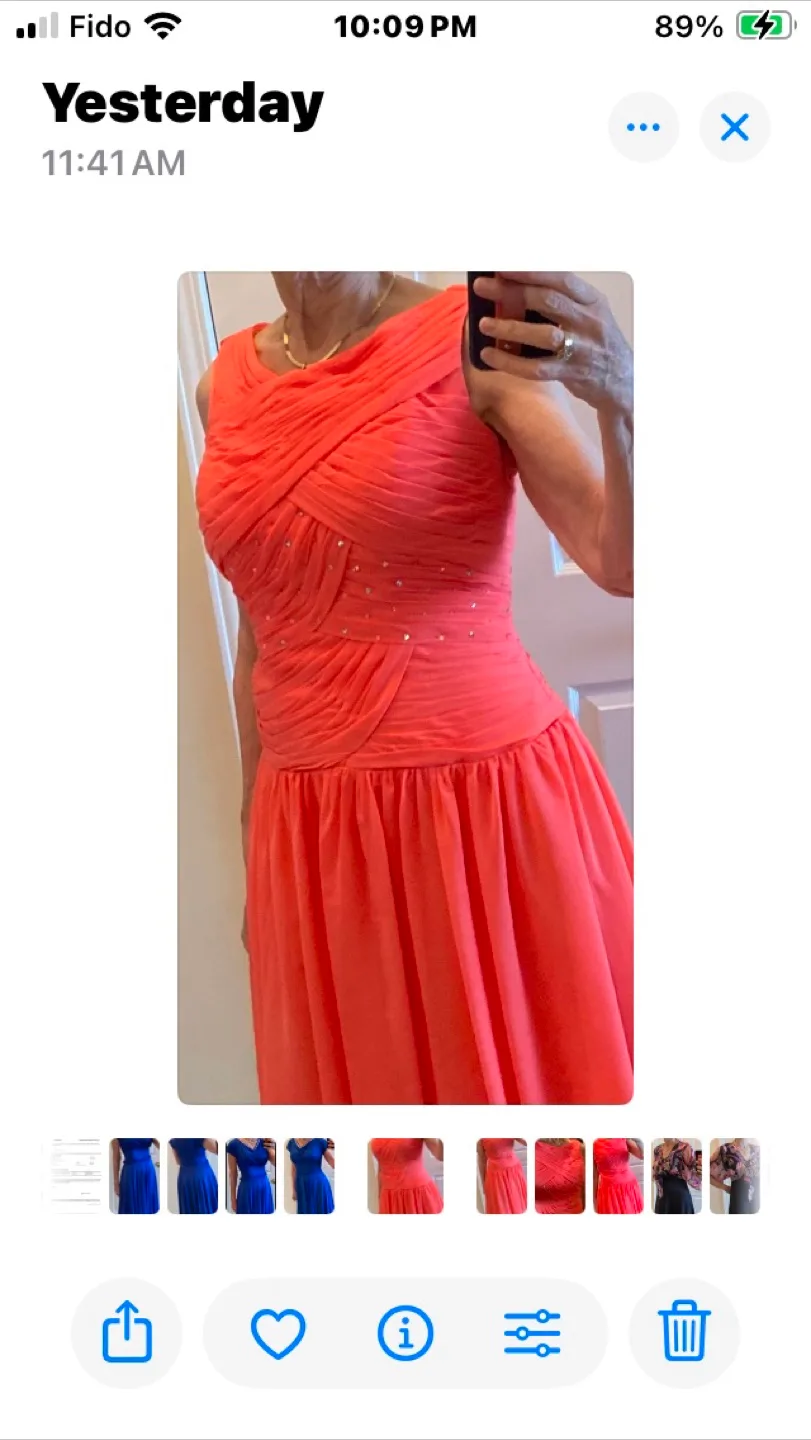 Elegant unique Coral Dress with Ruched Bodice thumbnail
