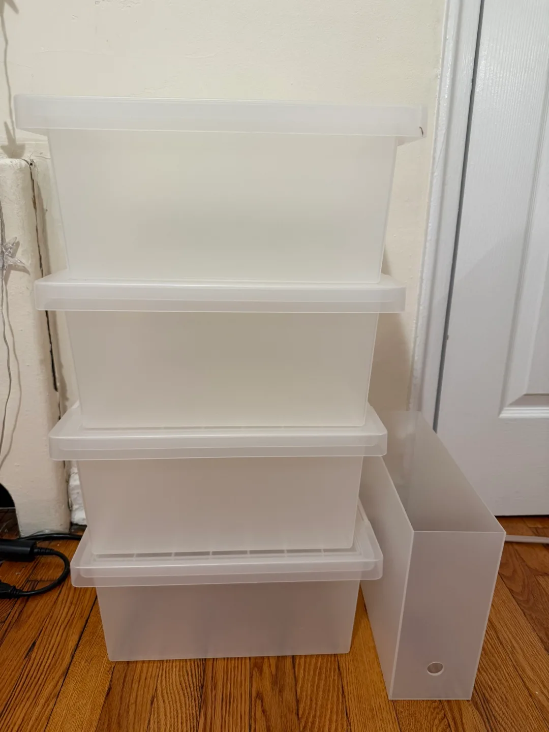 MUJI Storage Boxes with Lids + file holder - Set of 5 thumbnail