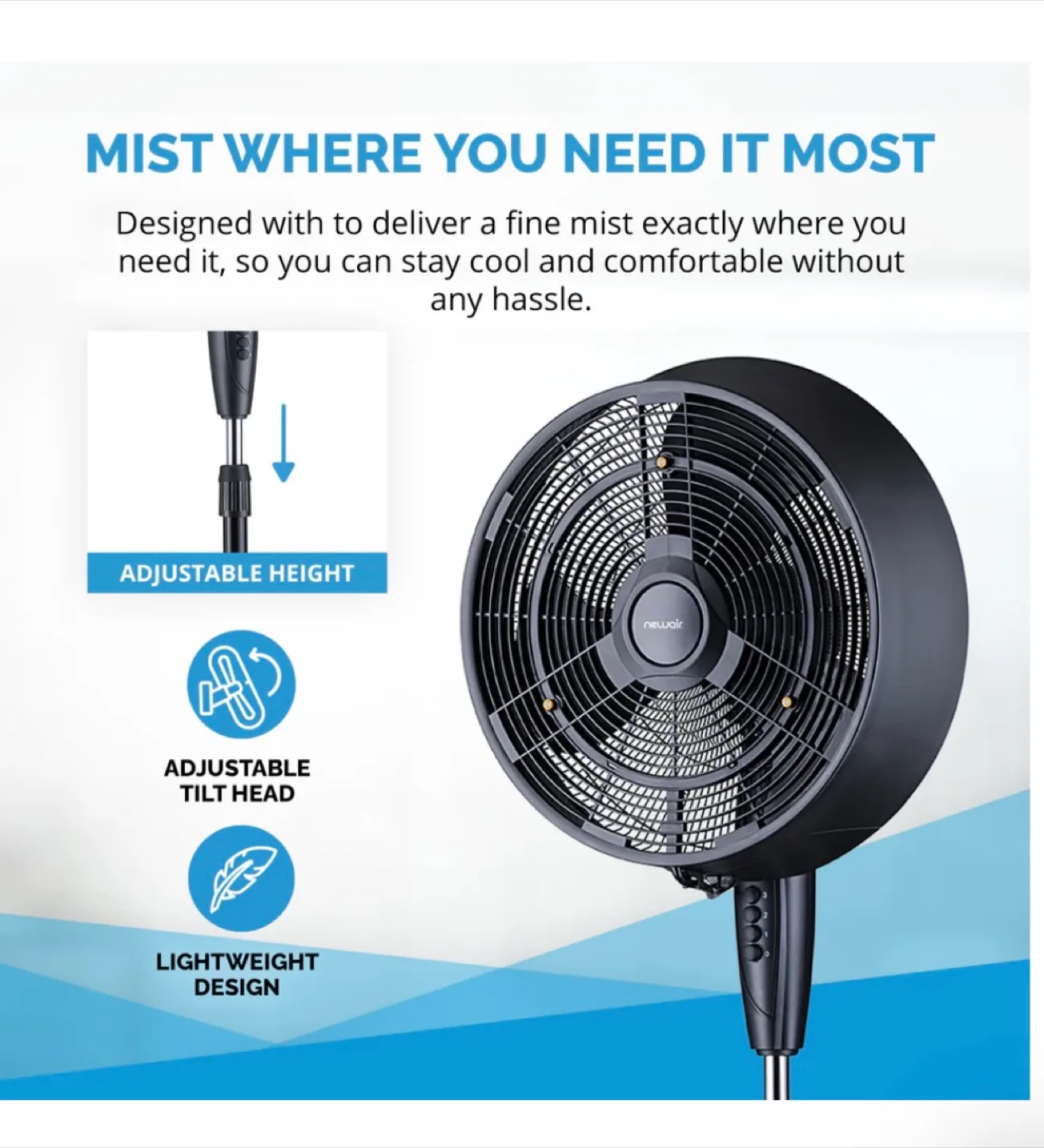 Newair Outdoor Misting Fan - Black image indicator(2)