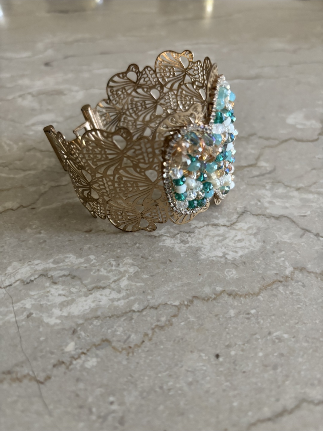 Gold Beaded Cuff Bracelet - photo 2
