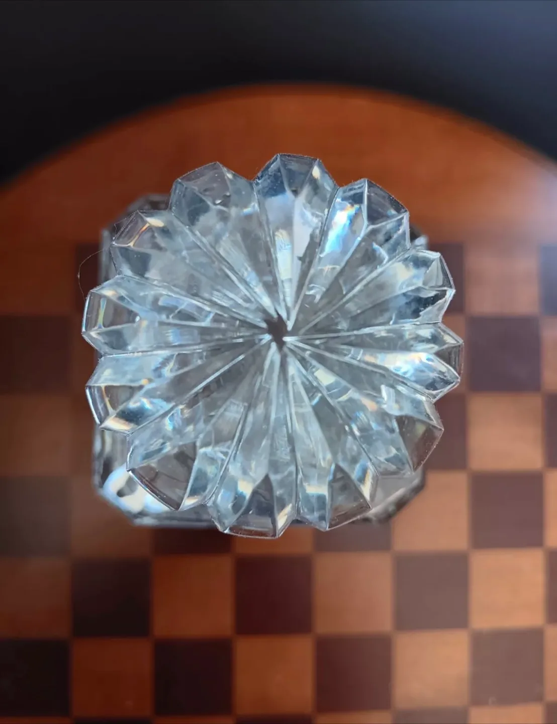 Vtg Bohemian Lead Crystal Decanter Cut Glass Pinwheel & Star image indicator(5)