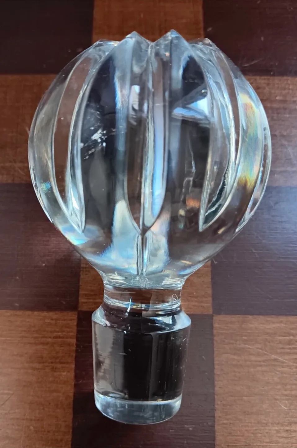 Vtg Bohemian Lead Crystal Decanter Cut Glass Pinwheel & Star image indicator(6)