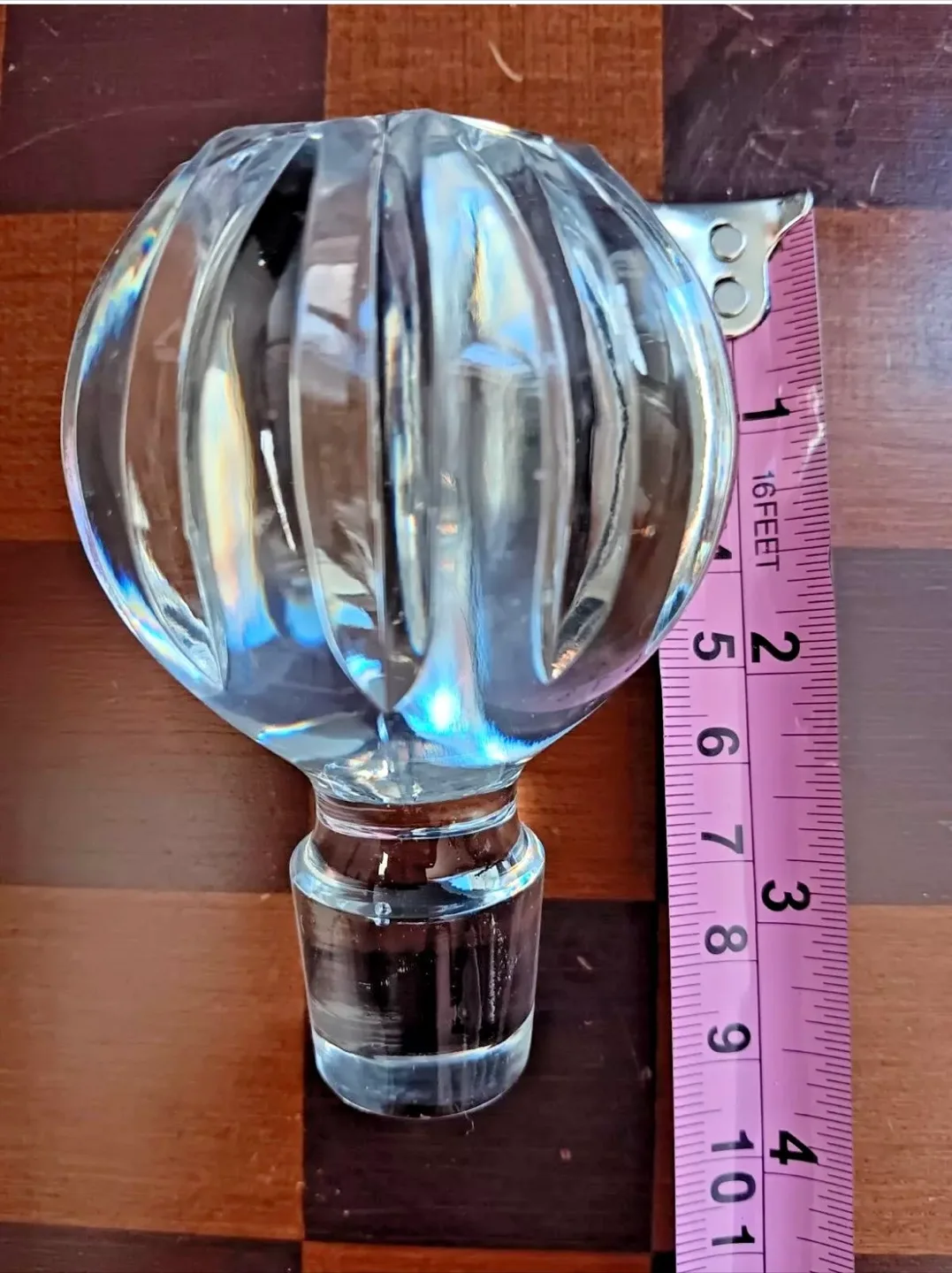 Vtg Bohemian Lead Crystal Decanter Cut Glass Pinwheel & Star image indicator(7)