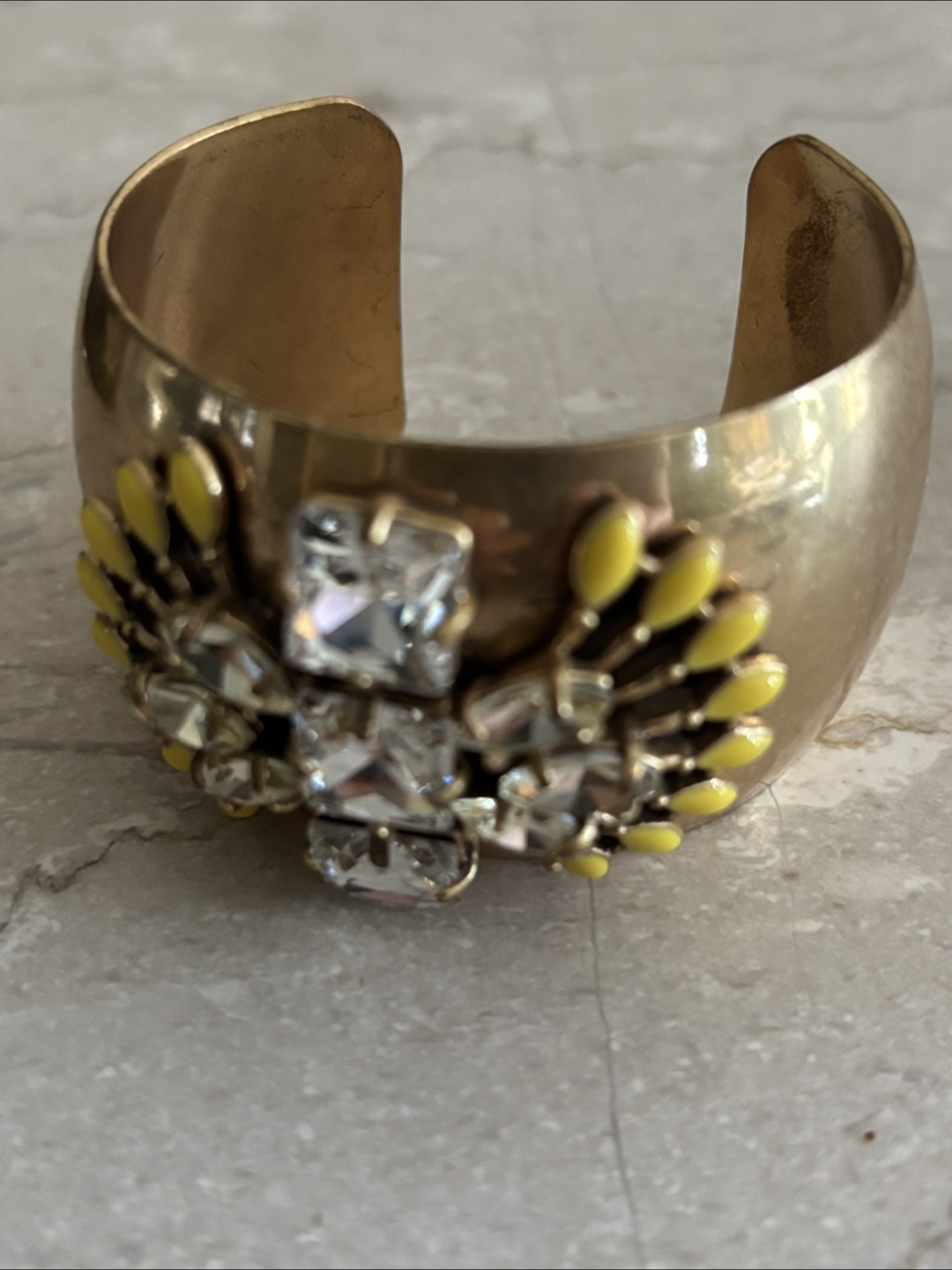 Stella & Dot Brass Cuff Bracelet W/Gemstones
