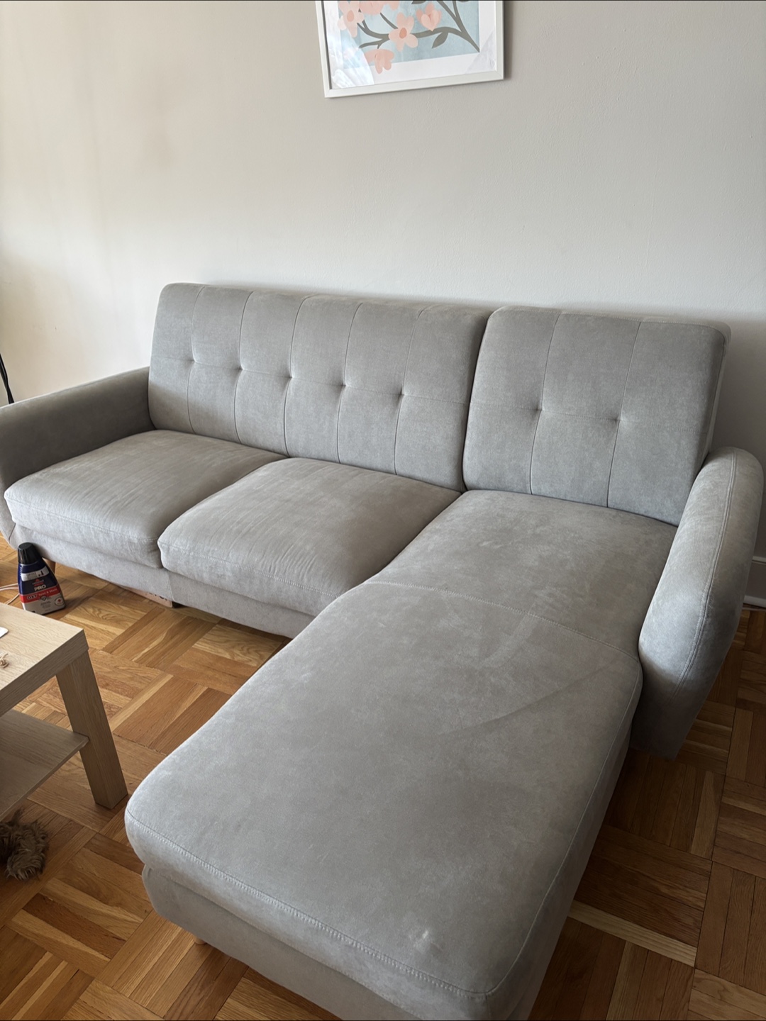 Fany Light Grey Sectional Sofa - RIGHT SIDED