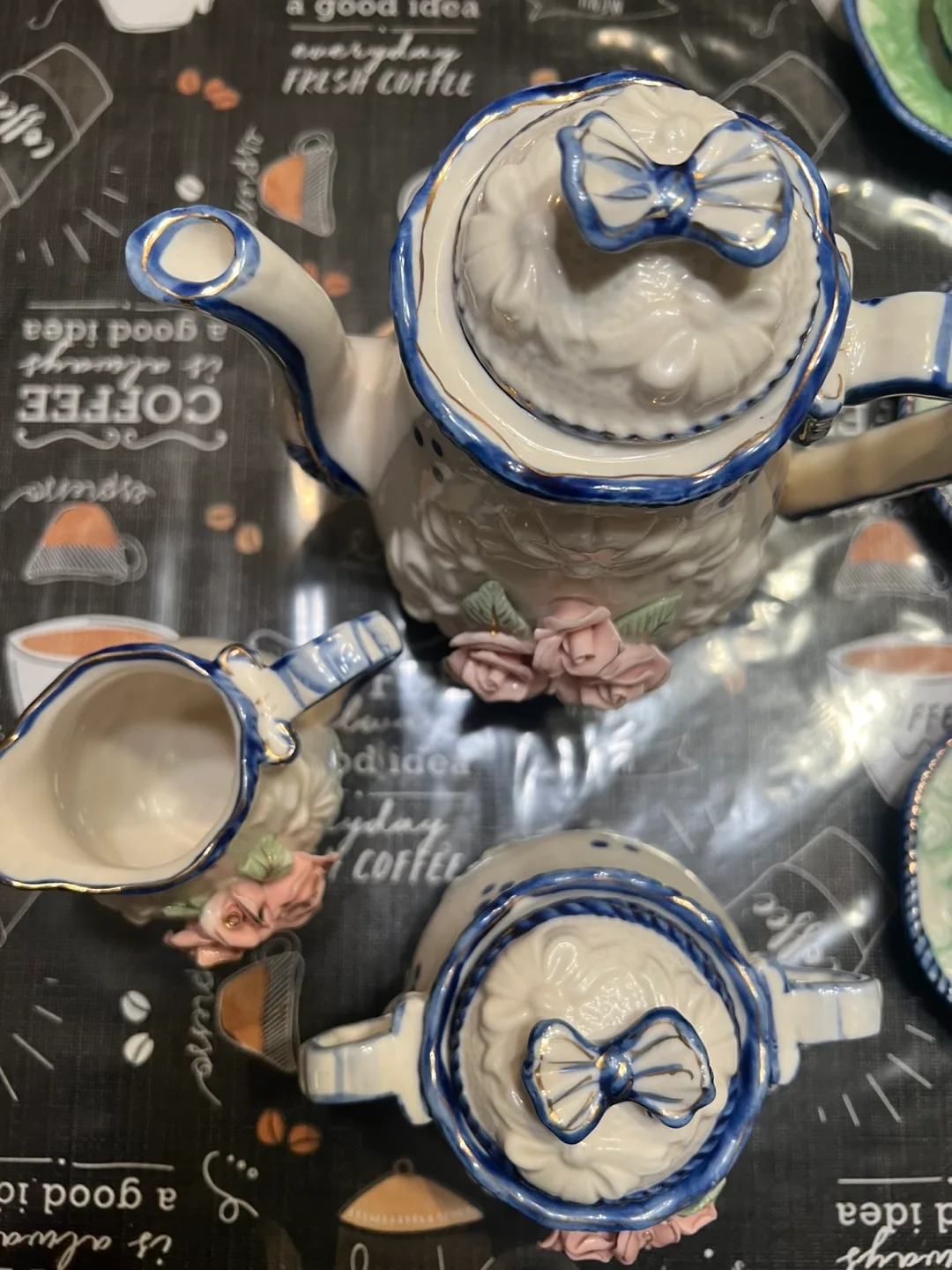 Floral Tea Set - Teapot, Creamer, Sugar Bowl & Cups image indicator(4)