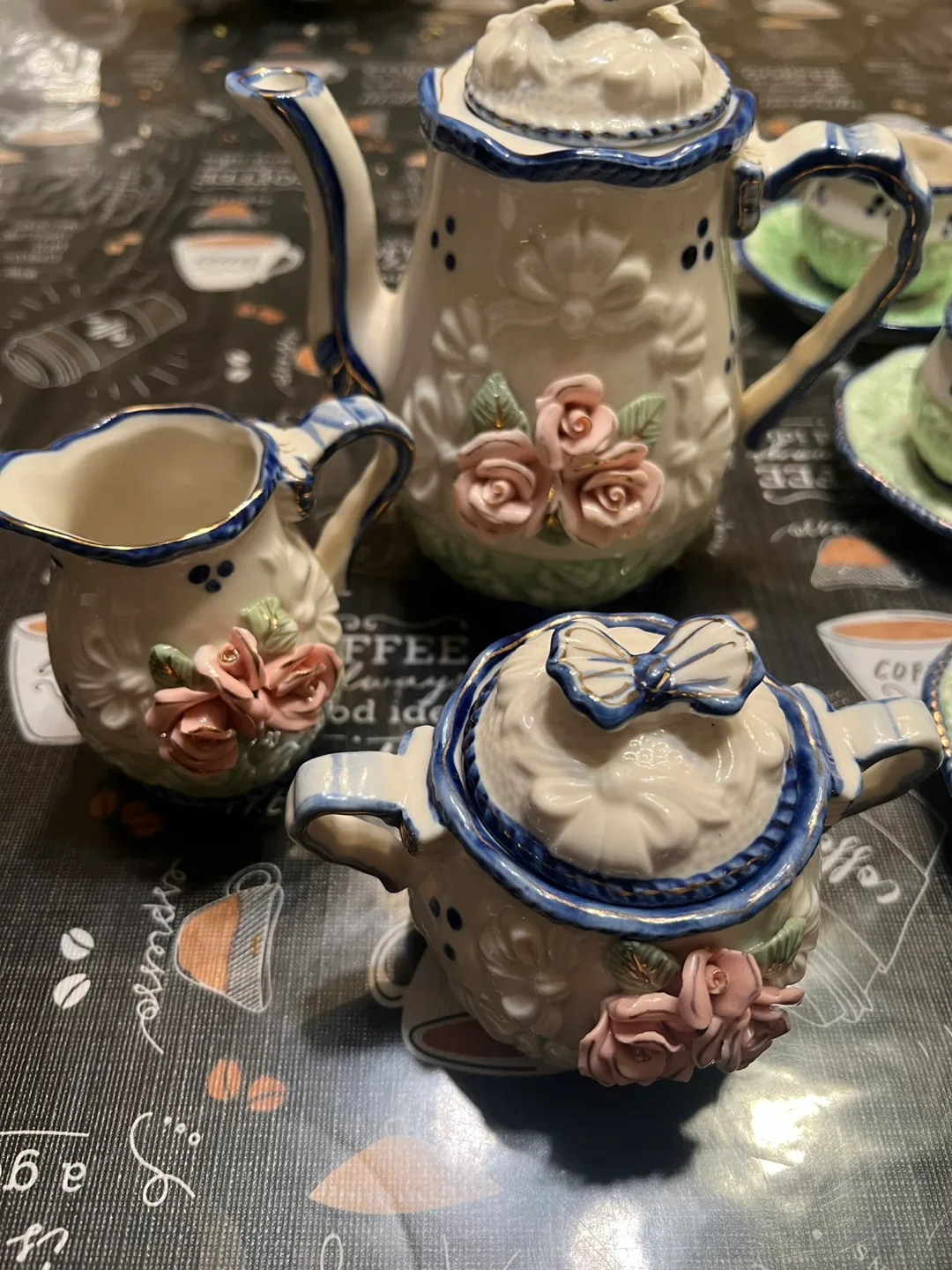 Floral Tea Set - Teapot, Creamer, Sugar Bowl & Cups image indicator(3)