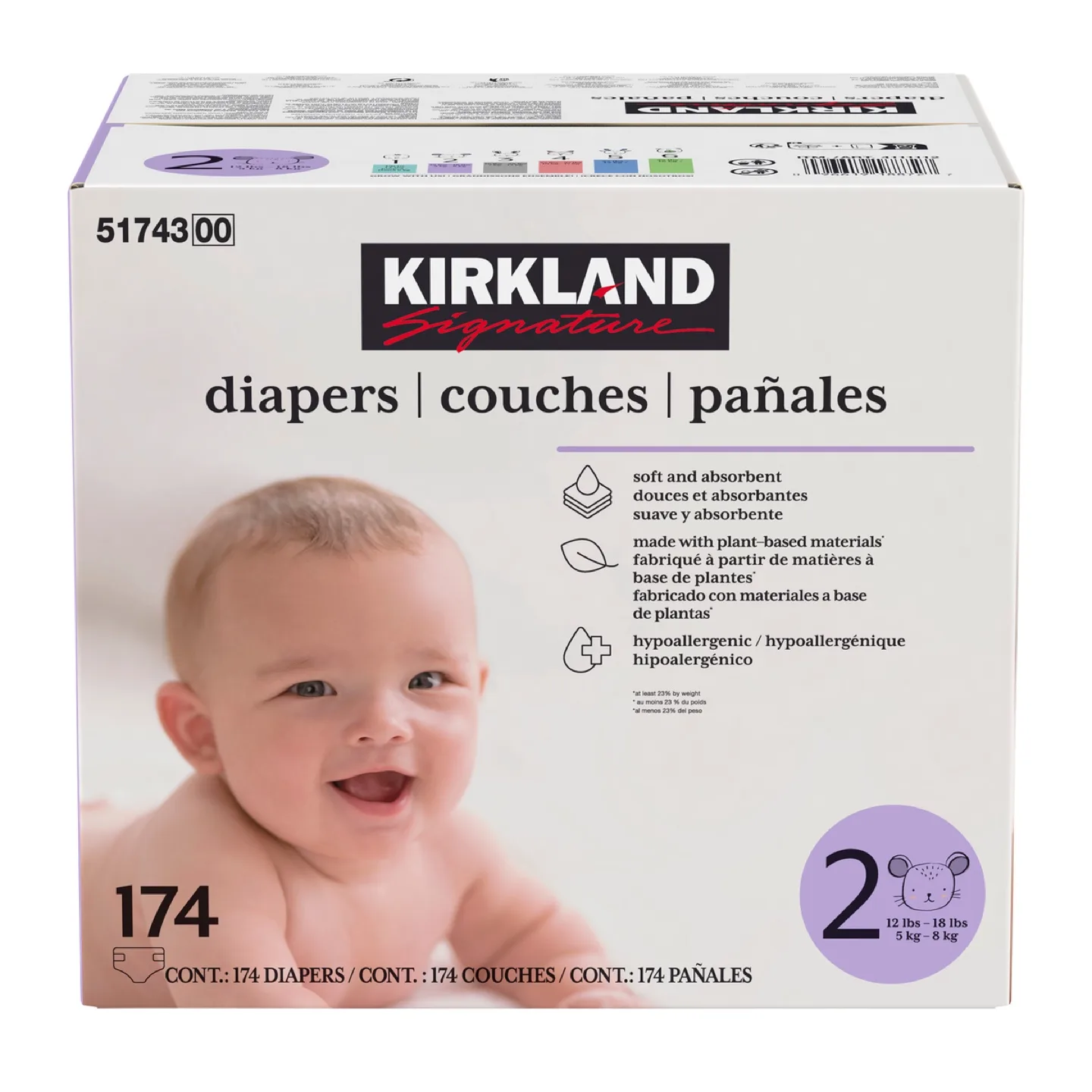 Kirkland Signature Diapers Size 2 (12-18 lbs) - 174 Count thumbnail