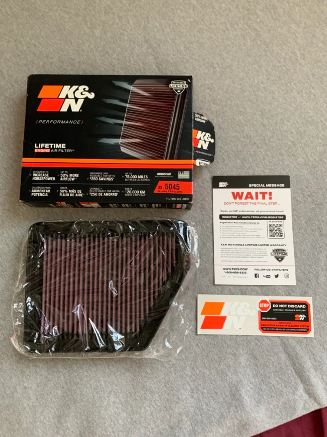 K&N 33-5045 Engine Air Filter - New 🇨🇦 thumbnail