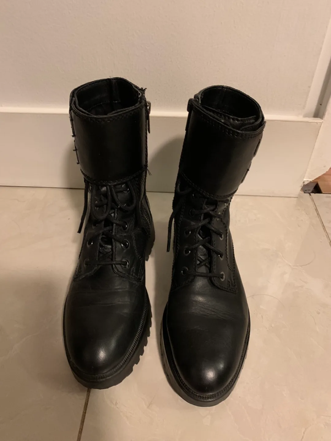 Black Leather Combat Boots new image indicator(3)