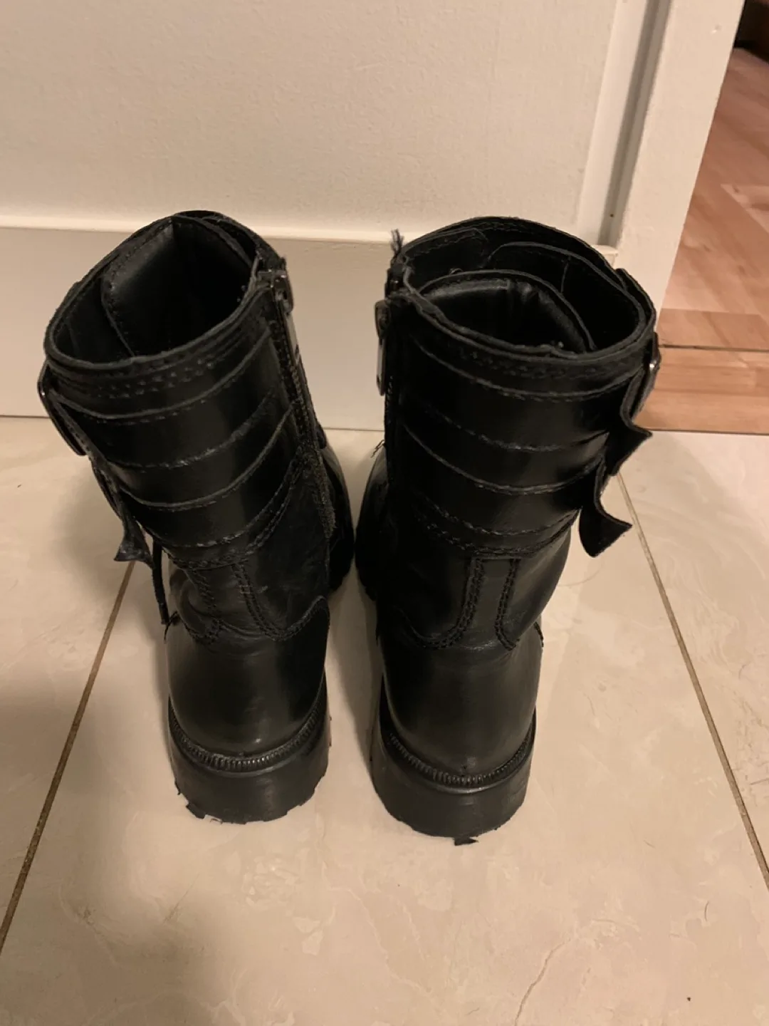 Black Leather Combat Boots new image indicator(7)