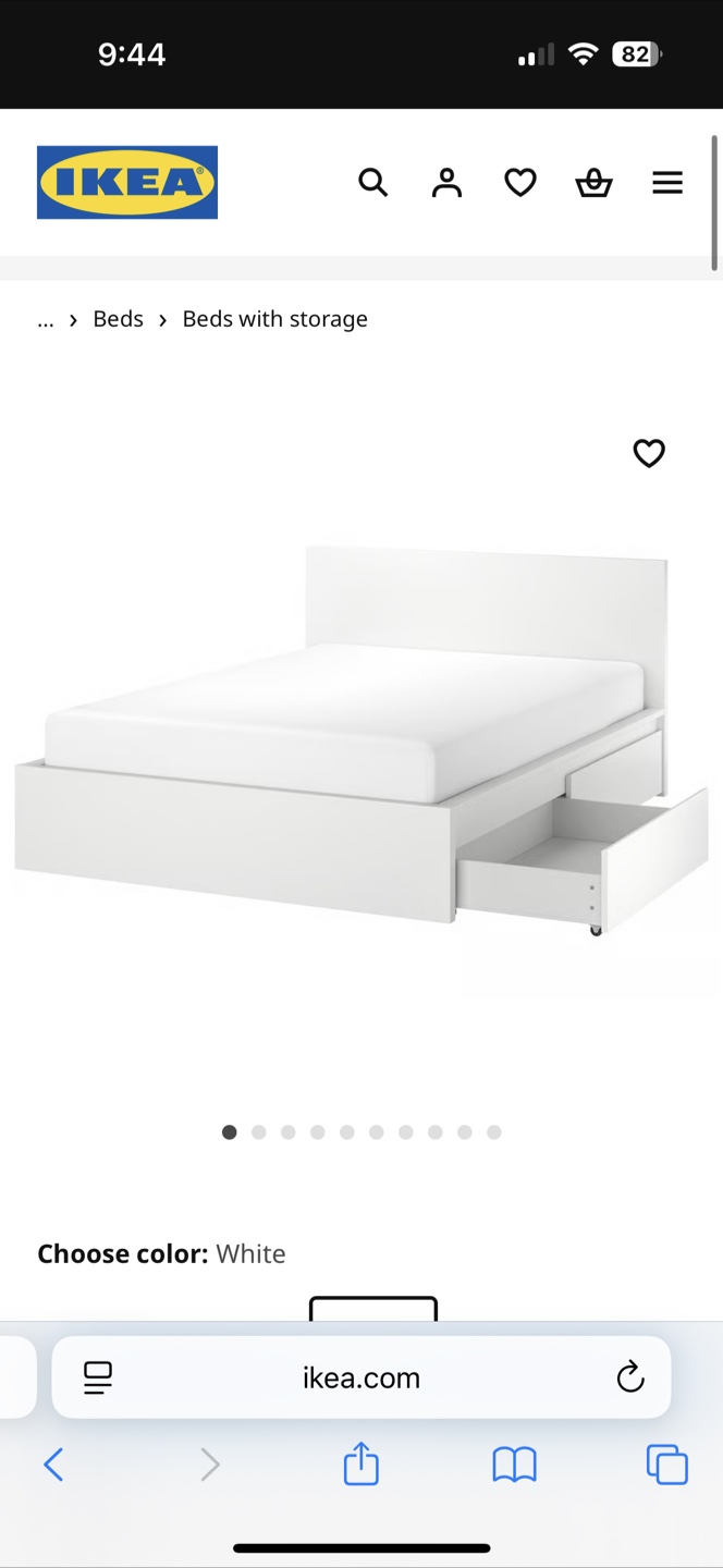 IKEA White Bed with Storage