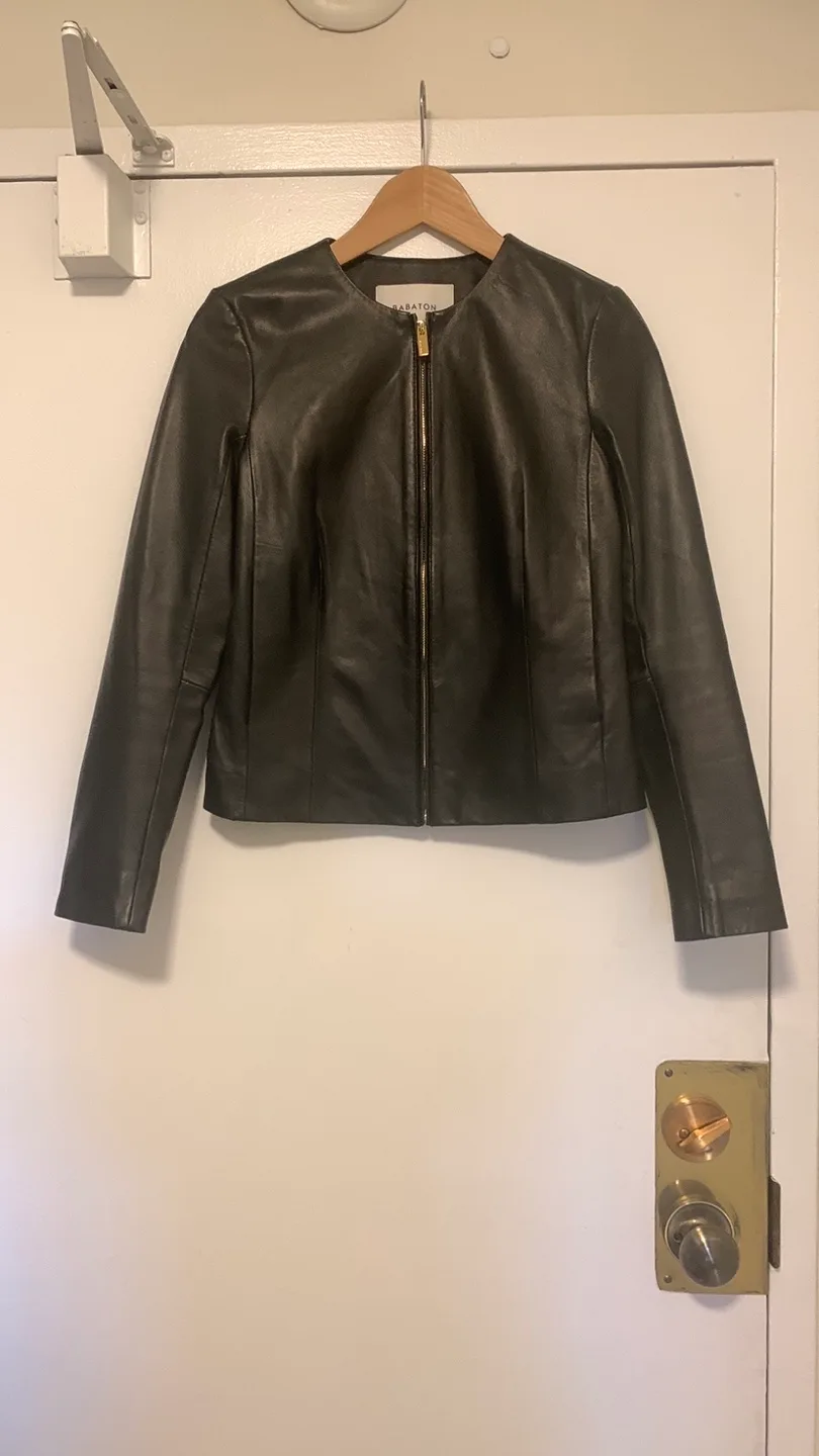 Babaton Black Leather Jacket - Size XS thumbnail