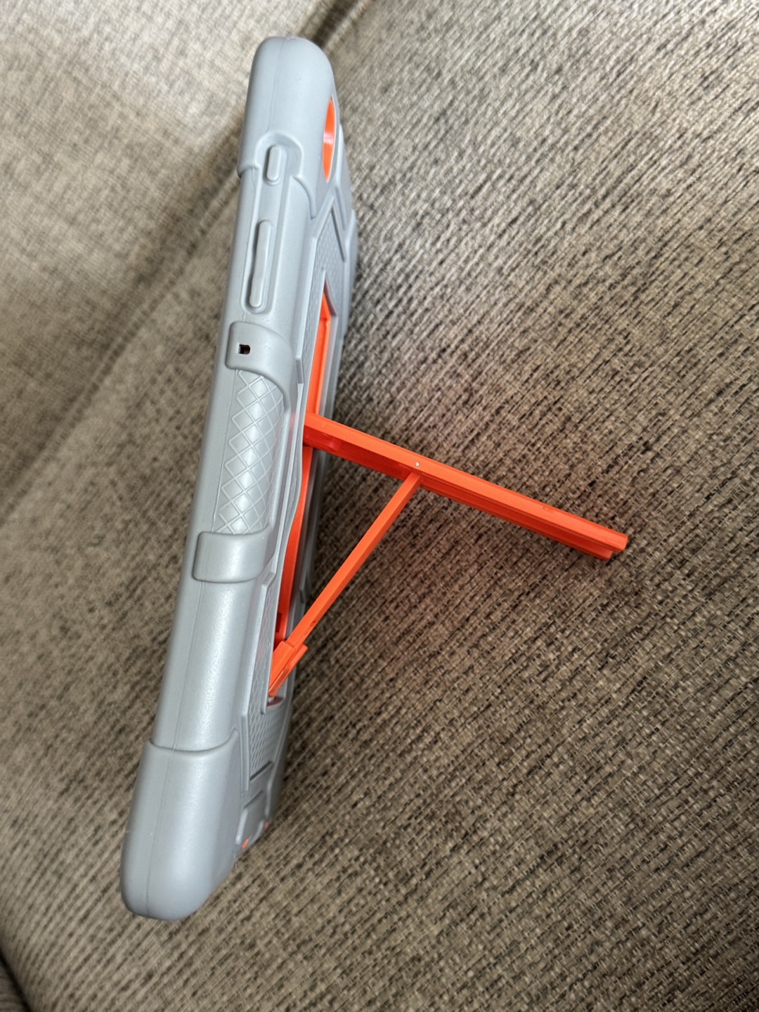 Tablet with Gray and Orange Case