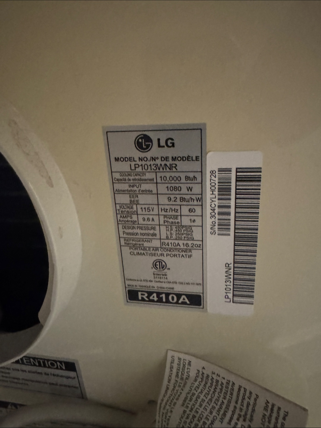 LG Portable Air Conditioner - photo 2