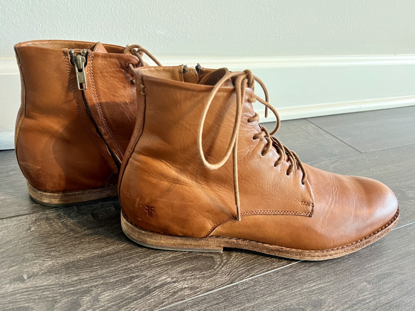FRYE Men's Chris Lace Up Leather Boots Side Zip US 11.5