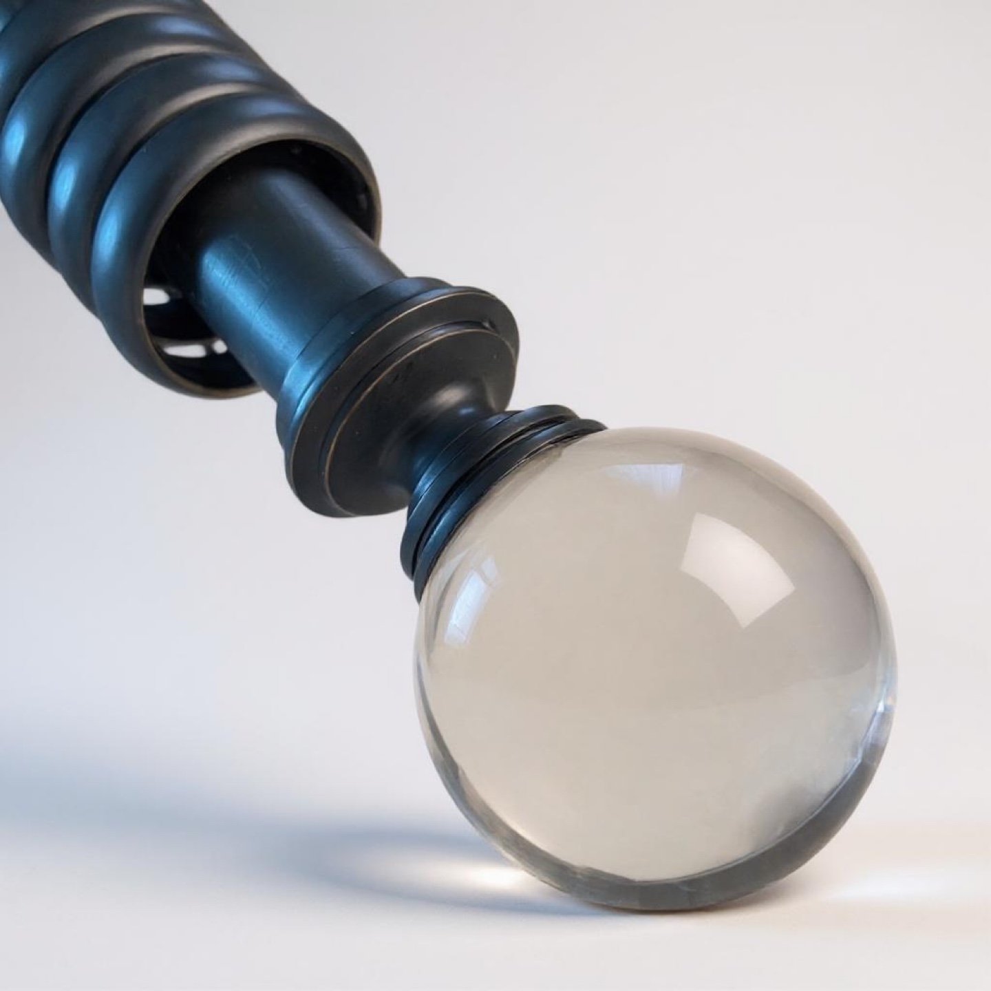 Curtain Rod w/ Glass Finials, Rings & Brackets – $30