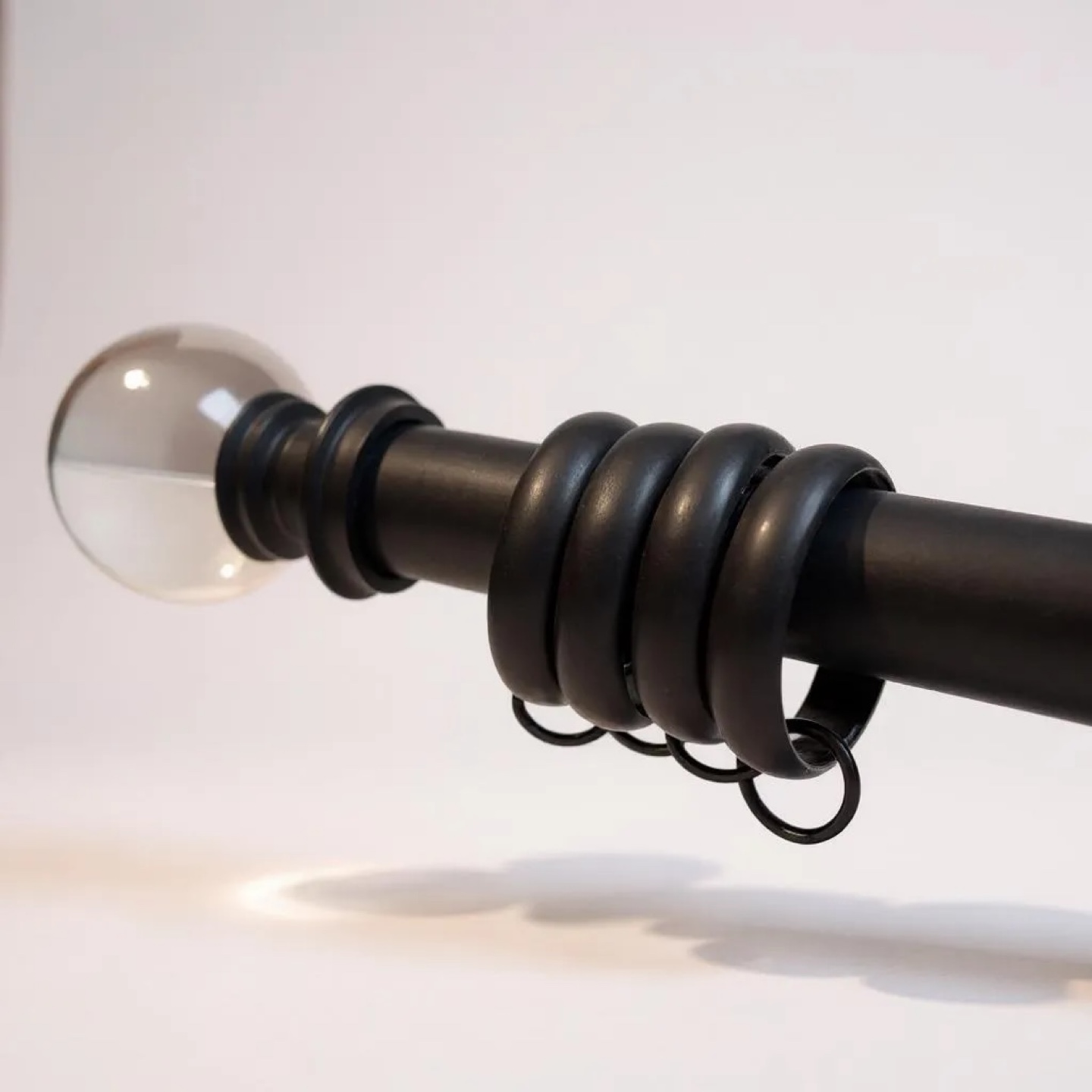 Curtain Rod w/ Glass Finials, Rings & Brackets – $30 - photo 2