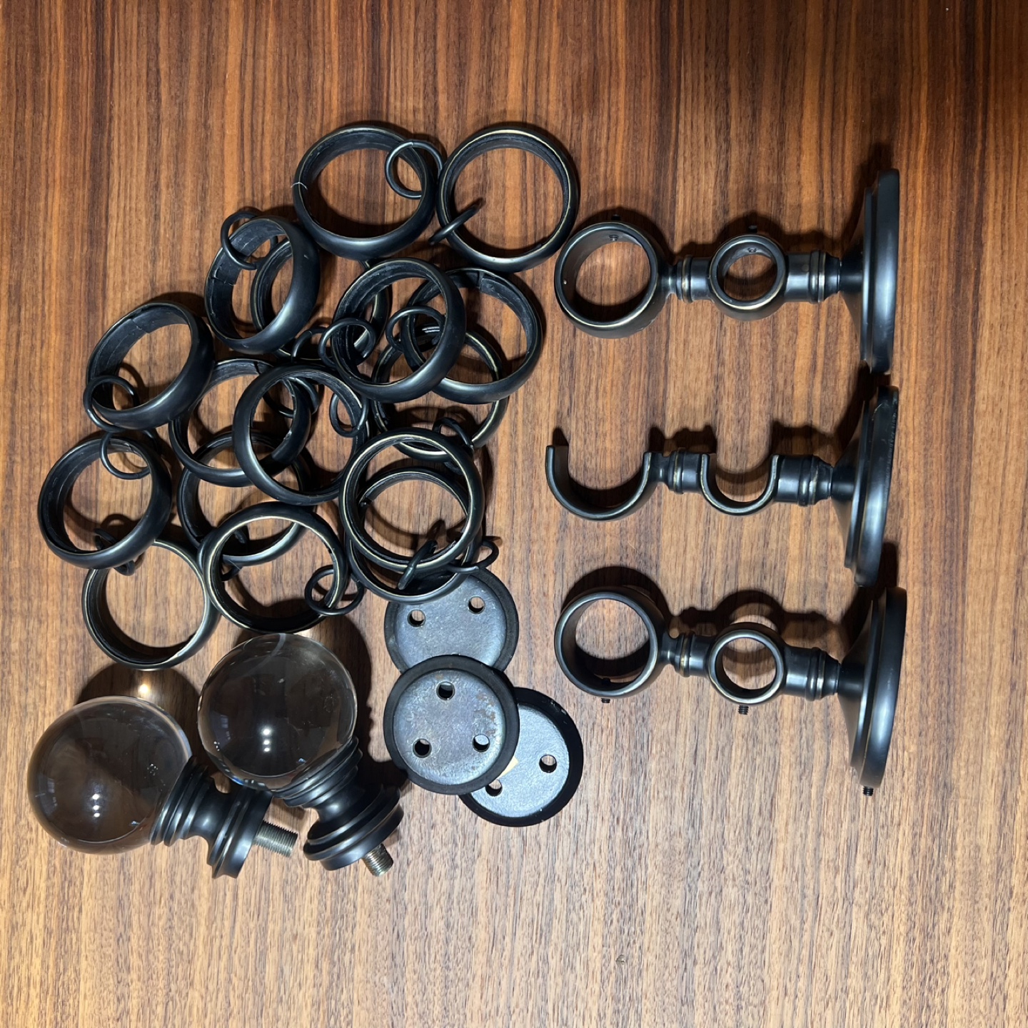 Curtain Rod w/ Glass Finials, Rings & Brackets – $30 - photo 4