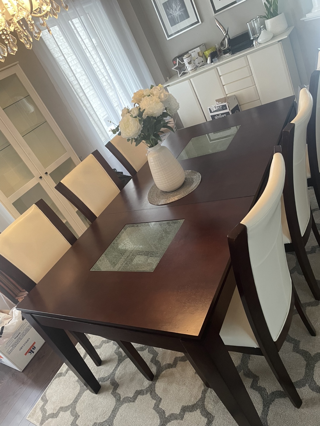 Dining Table with 6 Chairs - Dark Brown - photo 2